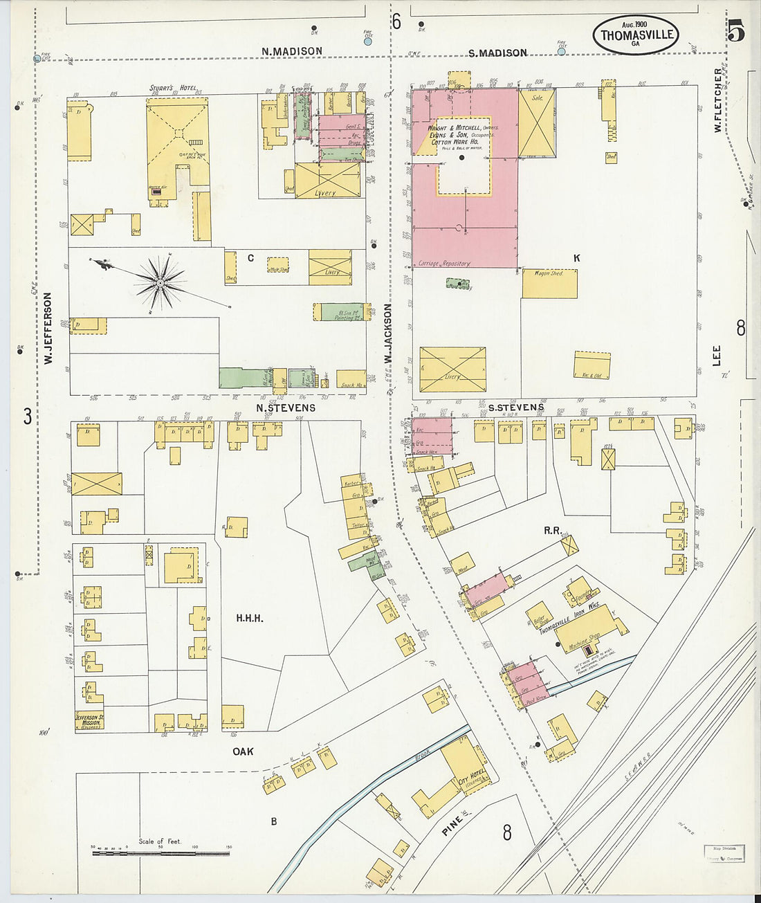 This old map of Thomasville, Thomas County, Georgia was created by Sanborn Map Company in 1900