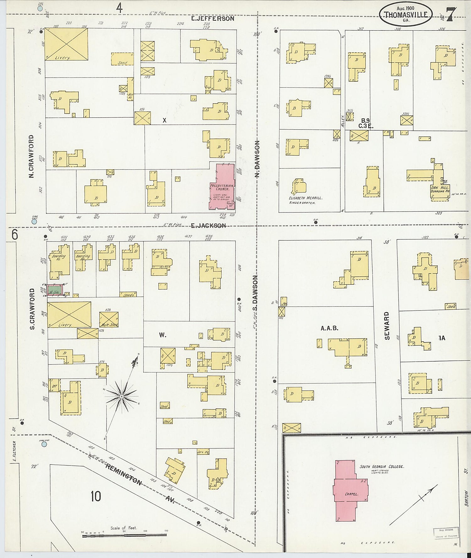 This old map of Thomasville, Thomas County, Georgia was created by Sanborn Map Company in 1900