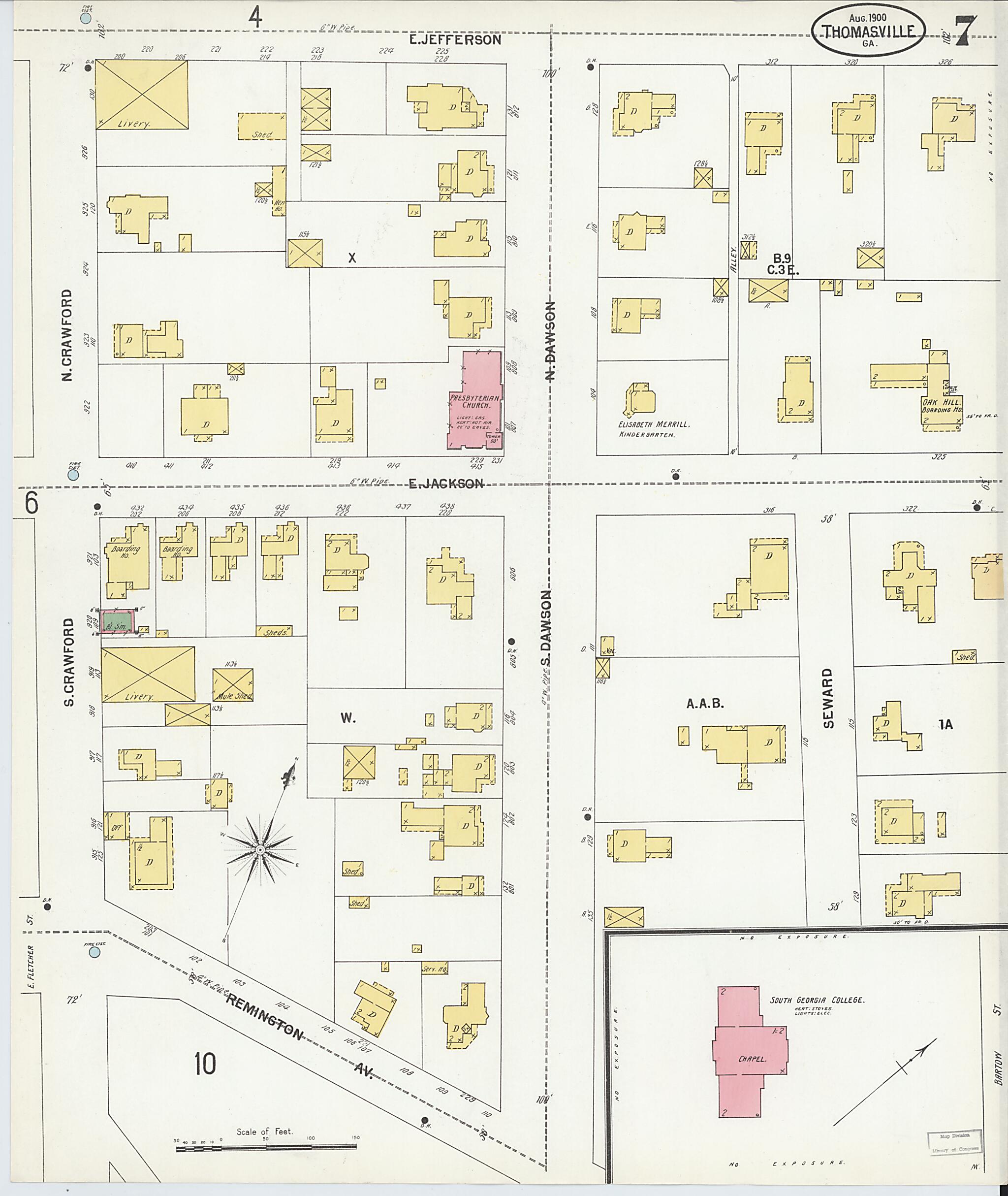 This old map of Thomasville, Thomas County, Georgia was created by Sanborn Map Company in 1900