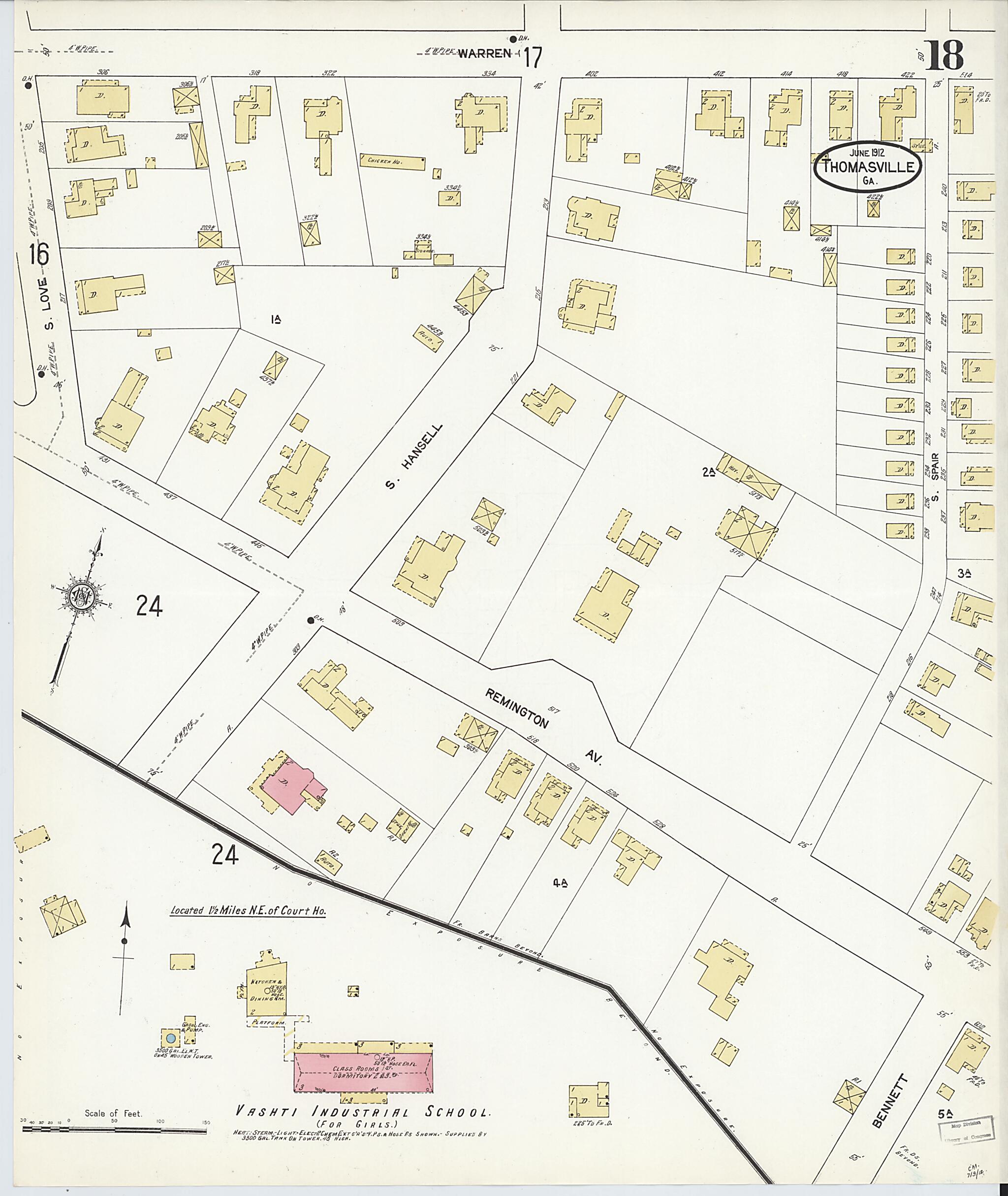 This old map of Thomasville, Thomas County, Georgia was created by Sanborn Map Company in 1912