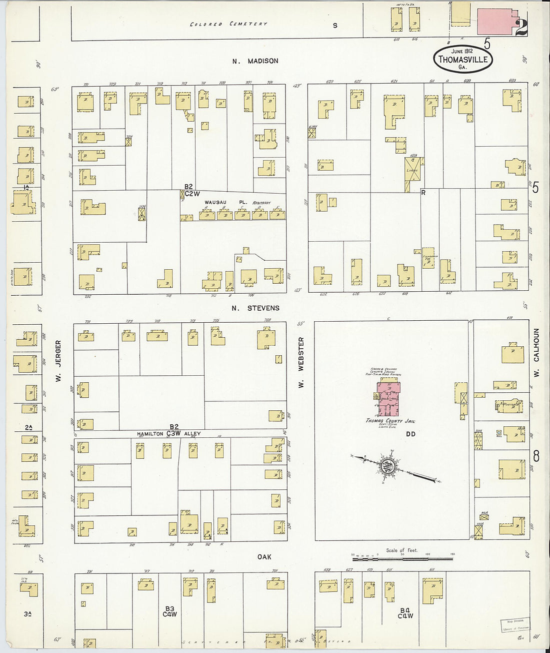 This old map of Thomasville, Thomas County, Georgia was created by Sanborn Map Company in 1912