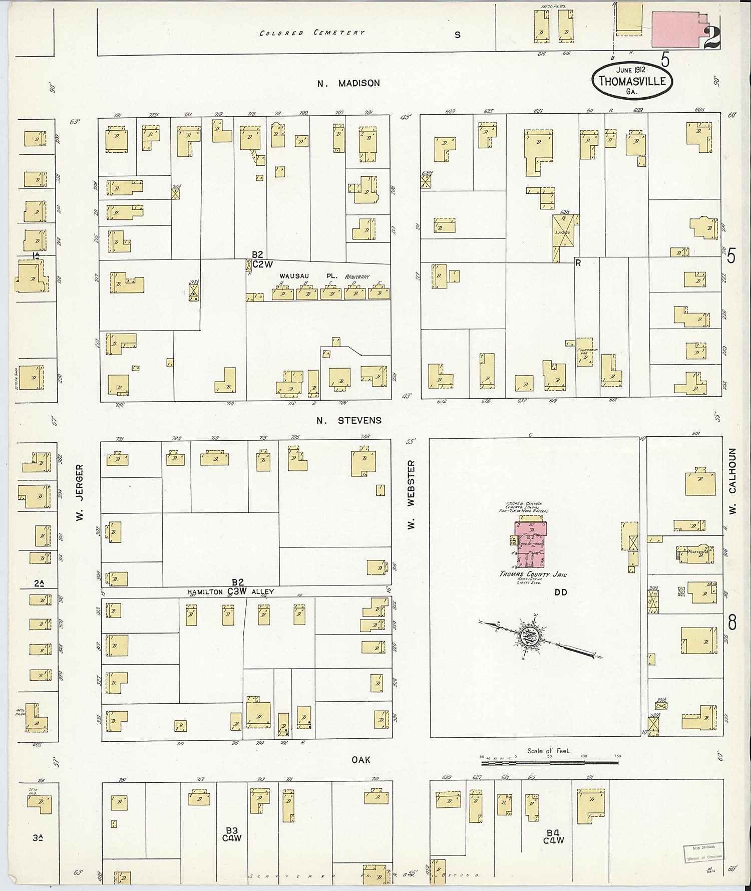 This old map of Thomasville, Thomas County, Georgia was created by Sanborn Map Company in 1912