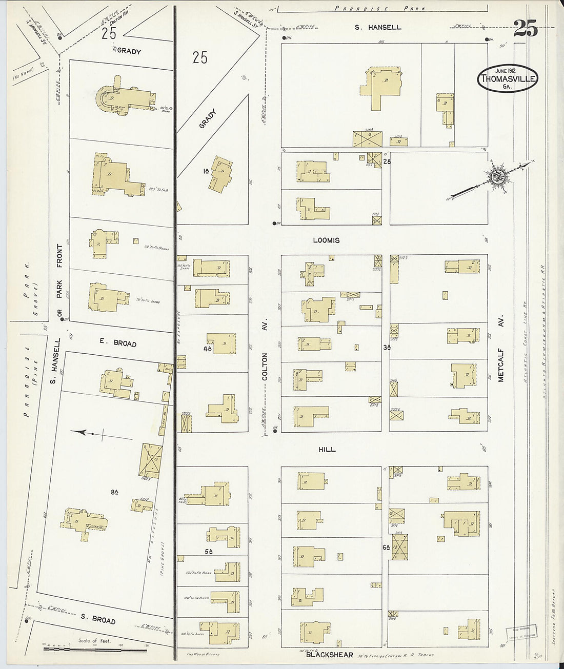 This old map of Thomasville, Thomas County, Georgia was created by Sanborn Map Company in 1912