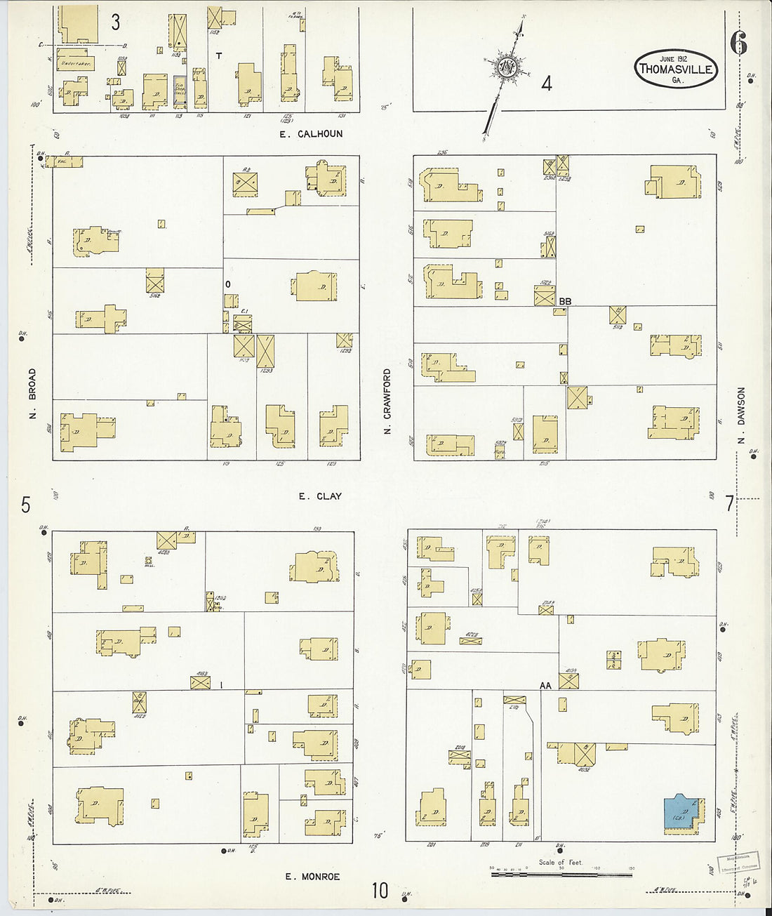 This old map of Thomasville, Thomas County, Georgia was created by Sanborn Map Company in 1912