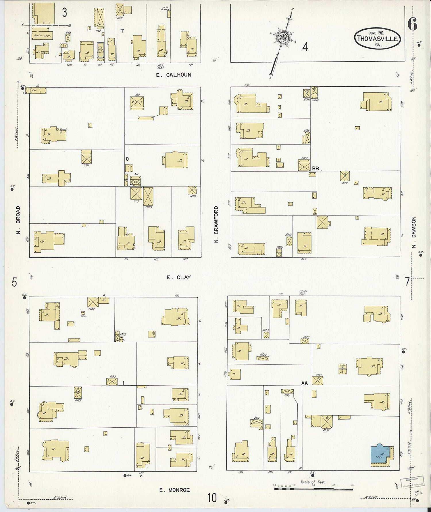 This old map of Thomasville, Thomas County, Georgia was created by Sanborn Map Company in 1912