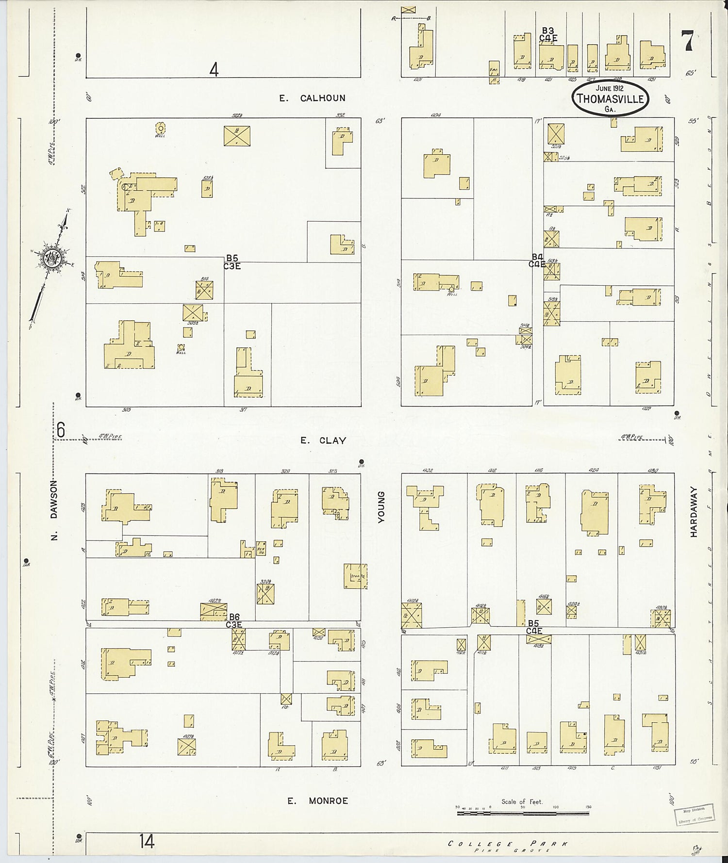This old map of Thomasville, Thomas County, Georgia was created by Sanborn Map Company in 1912