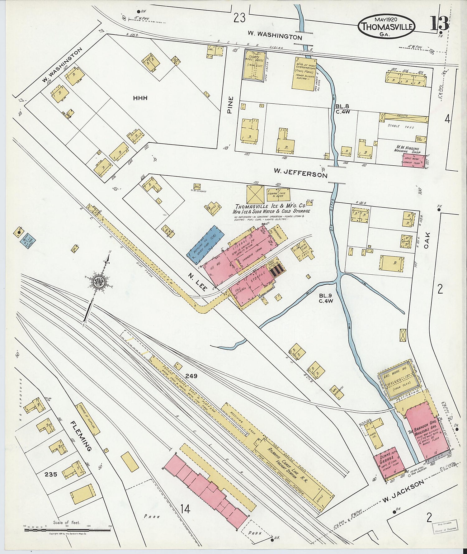 This old map of Thomasville, Thomas County, Georgia was created by Sanborn Map Company in 1920