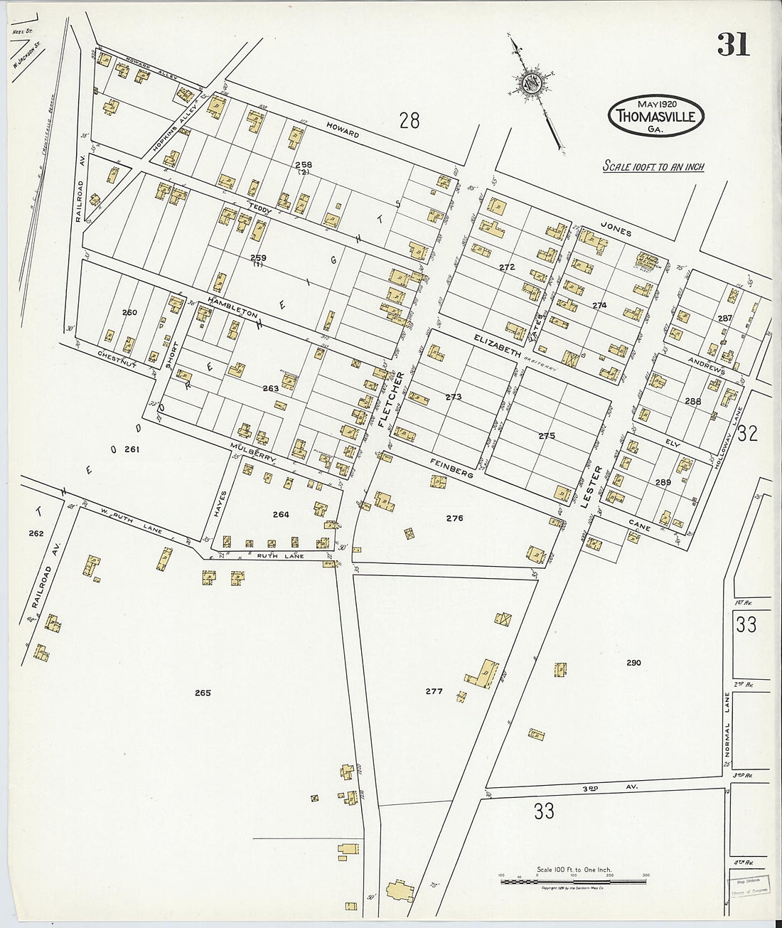 This old map of Thomasville, Thomas County, Georgia was created by Sanborn Map Company in 1920