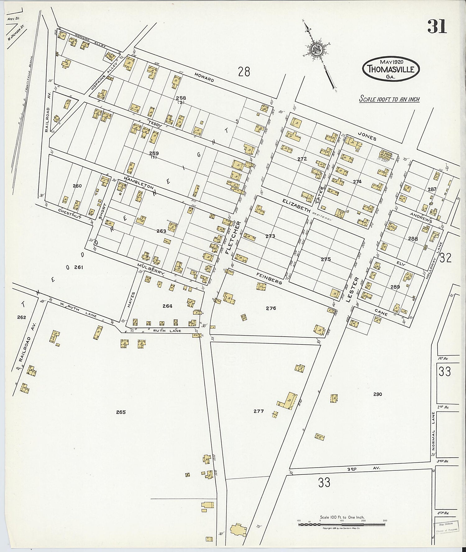 This old map of Thomasville, Thomas County, Georgia was created by Sanborn Map Company in 1920