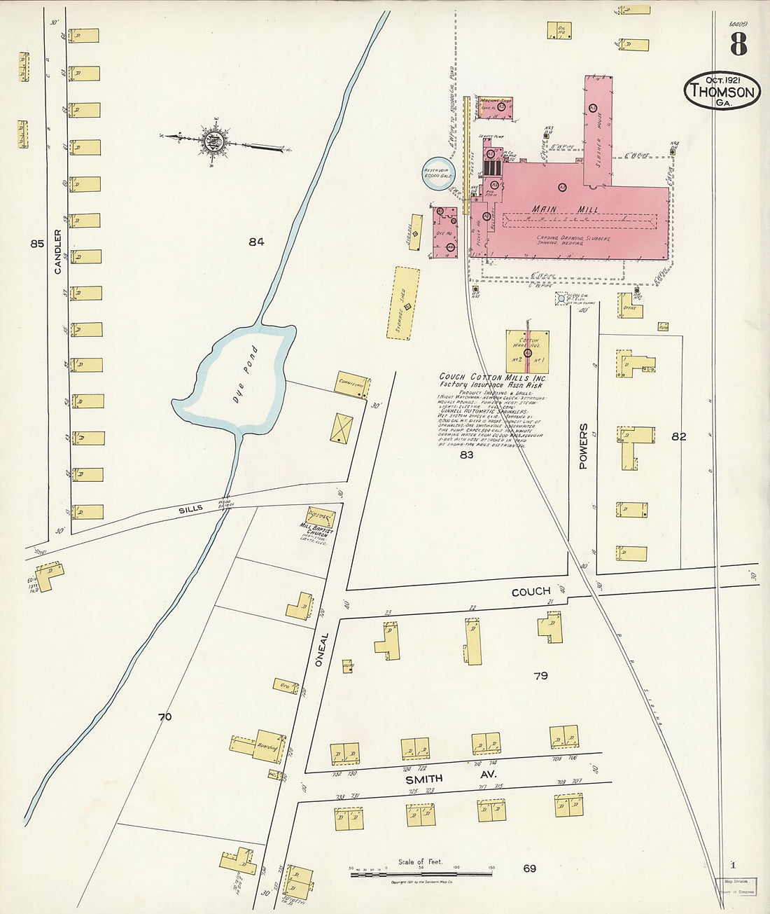 This old map of Thomson, McDuffie County, Georgia was created by Sanborn Map Company in 1921