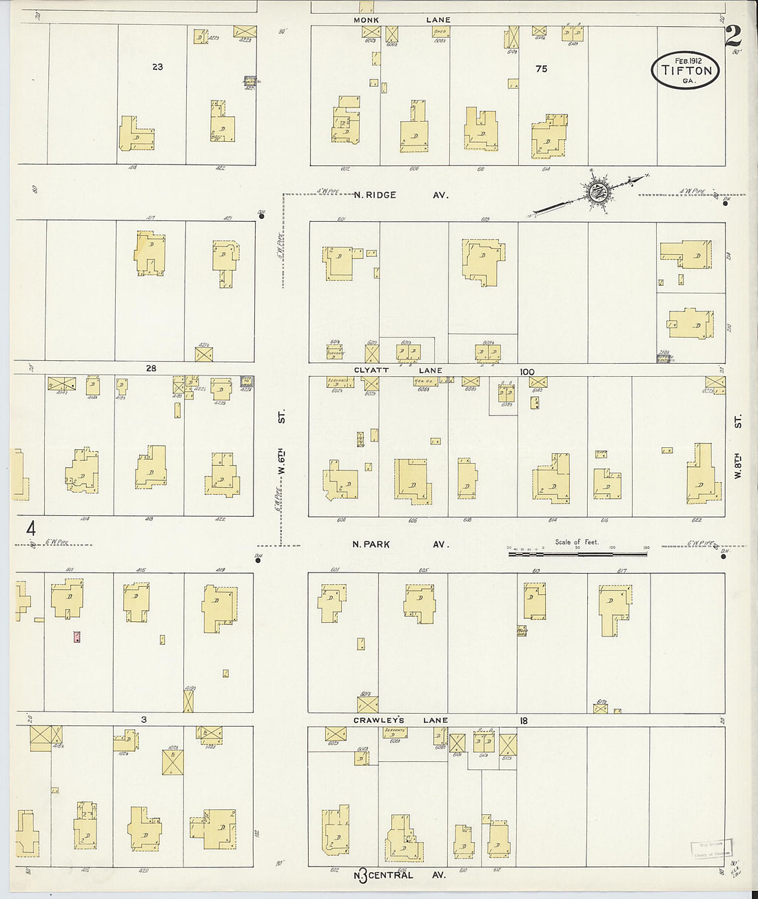 This old map of Tifton, Tift County, Georgia was created by Sanborn Map Company in 1912