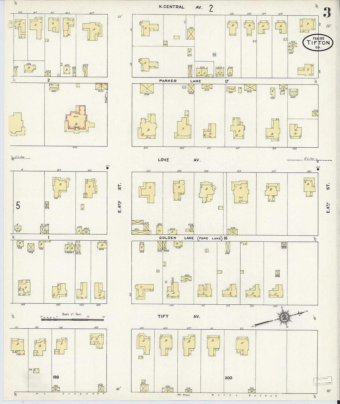 This old map of Tifton, Tift County, Georgia was created by Sanborn Map Company in 1912