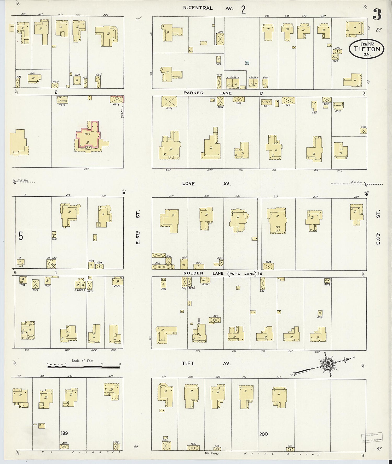 This old map of Tifton, Tift County, Georgia was created by Sanborn Map Company in 1912