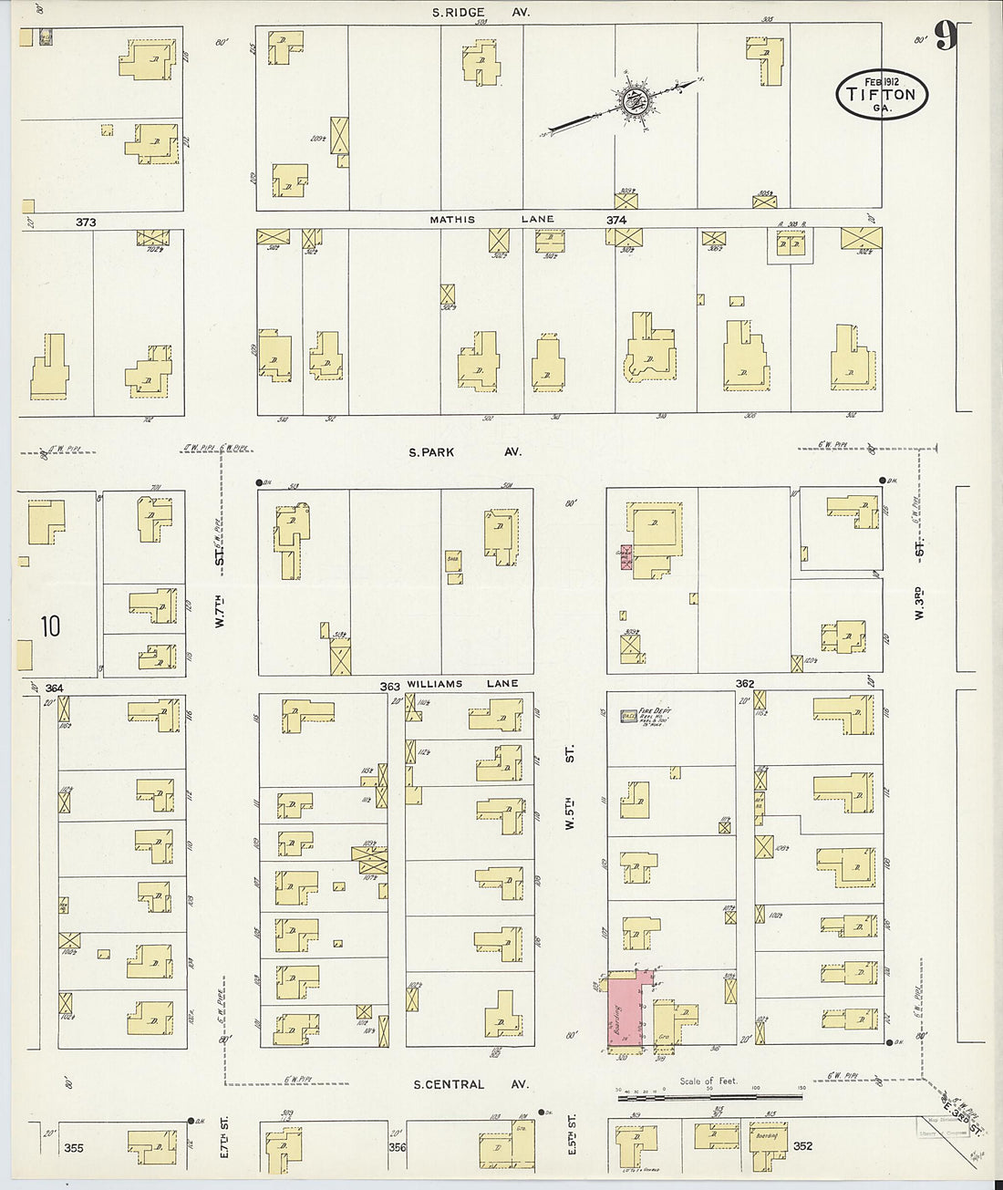 This old map of Tifton, Tift County, Georgia was created by Sanborn Map Company in 1912