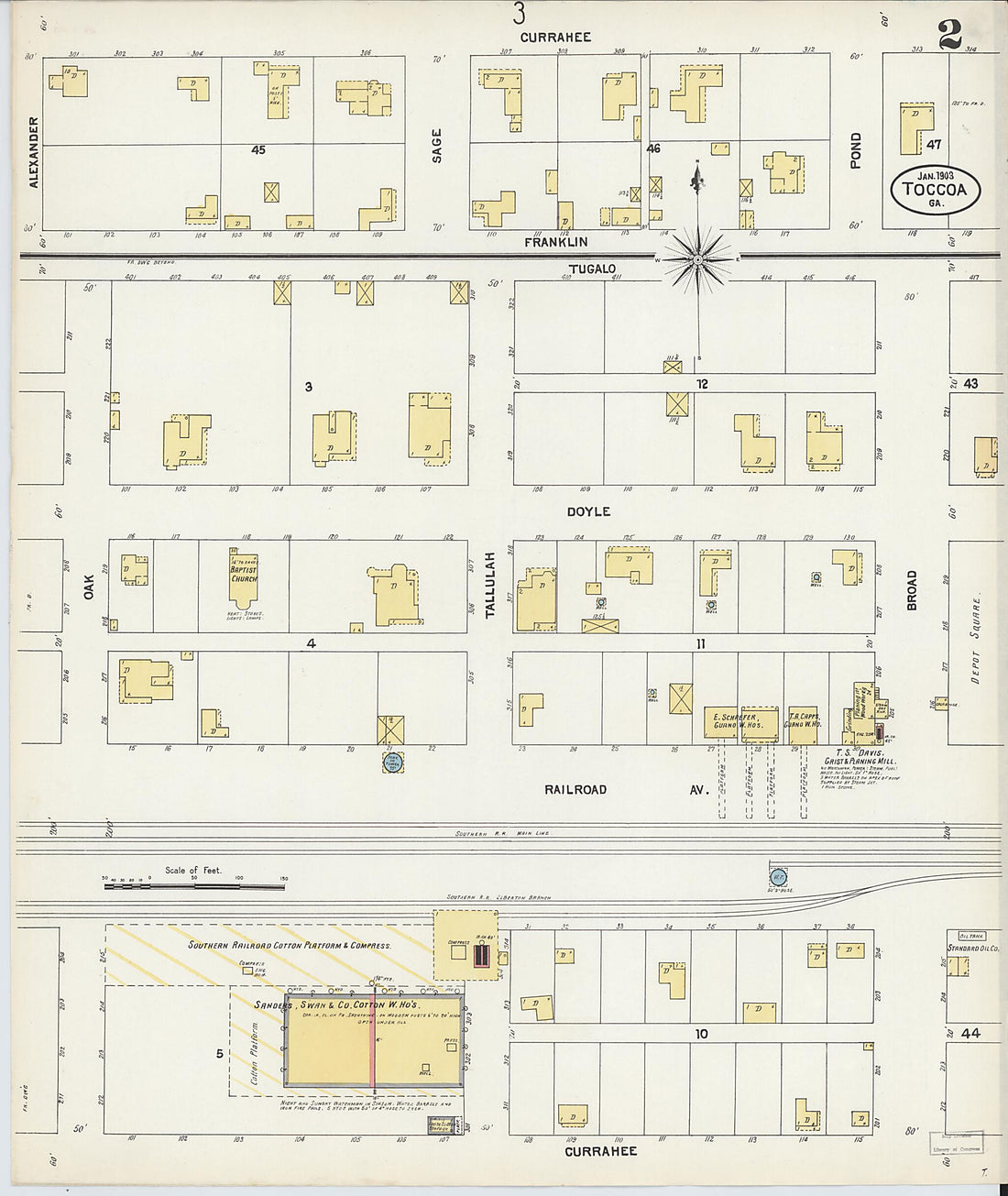 This old map of Toccoa, Stephens County, Georgia was created by Sanborn Map Company in 1903