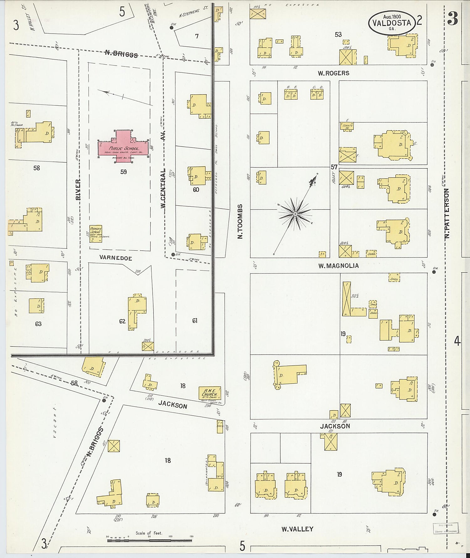 This old map of Valdosta, Lowndes County, Georgia was created by Sanborn Map Company in 1900