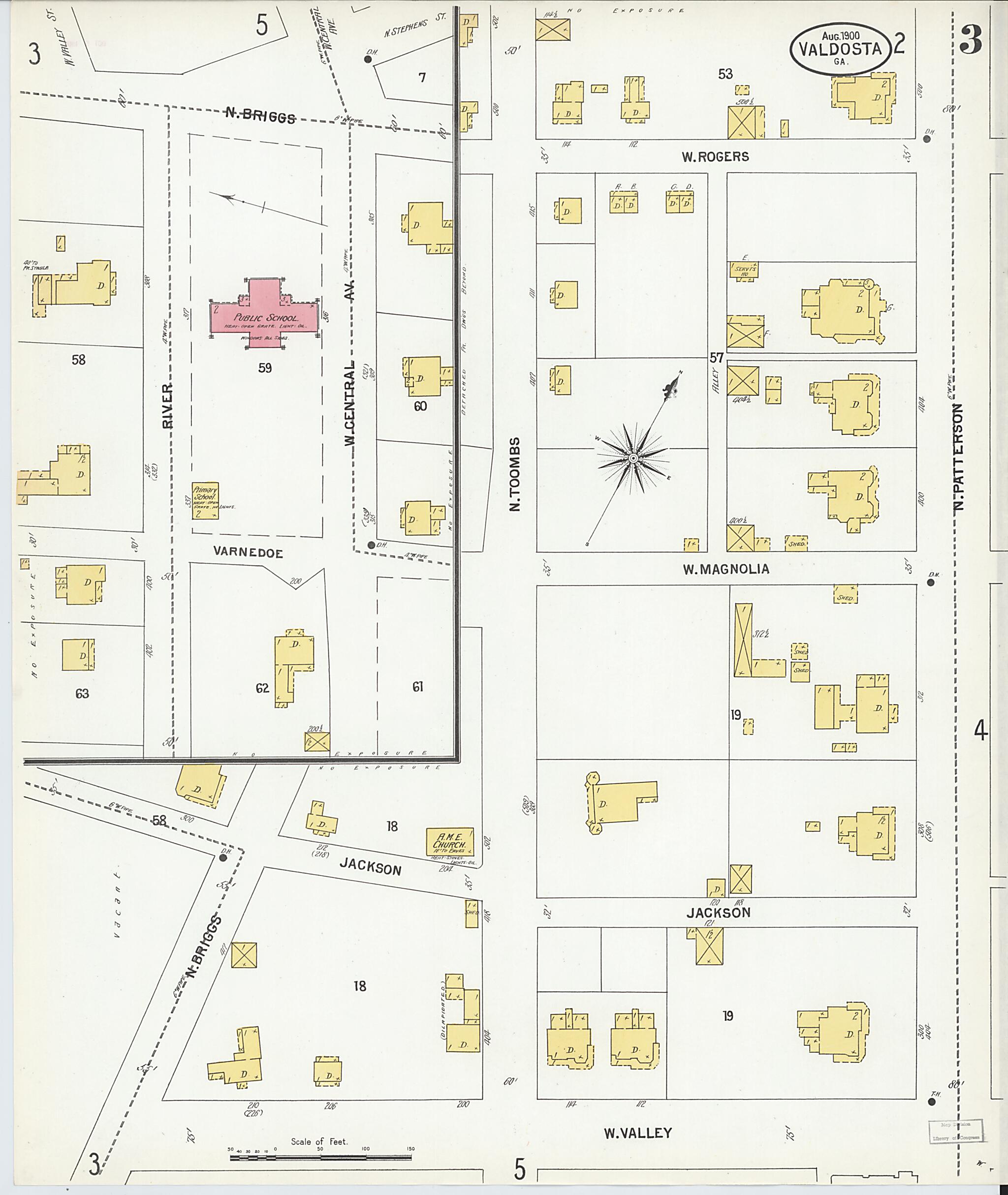 This old map of Valdosta, Lowndes County, Georgia was created by Sanborn Map Company in 1900