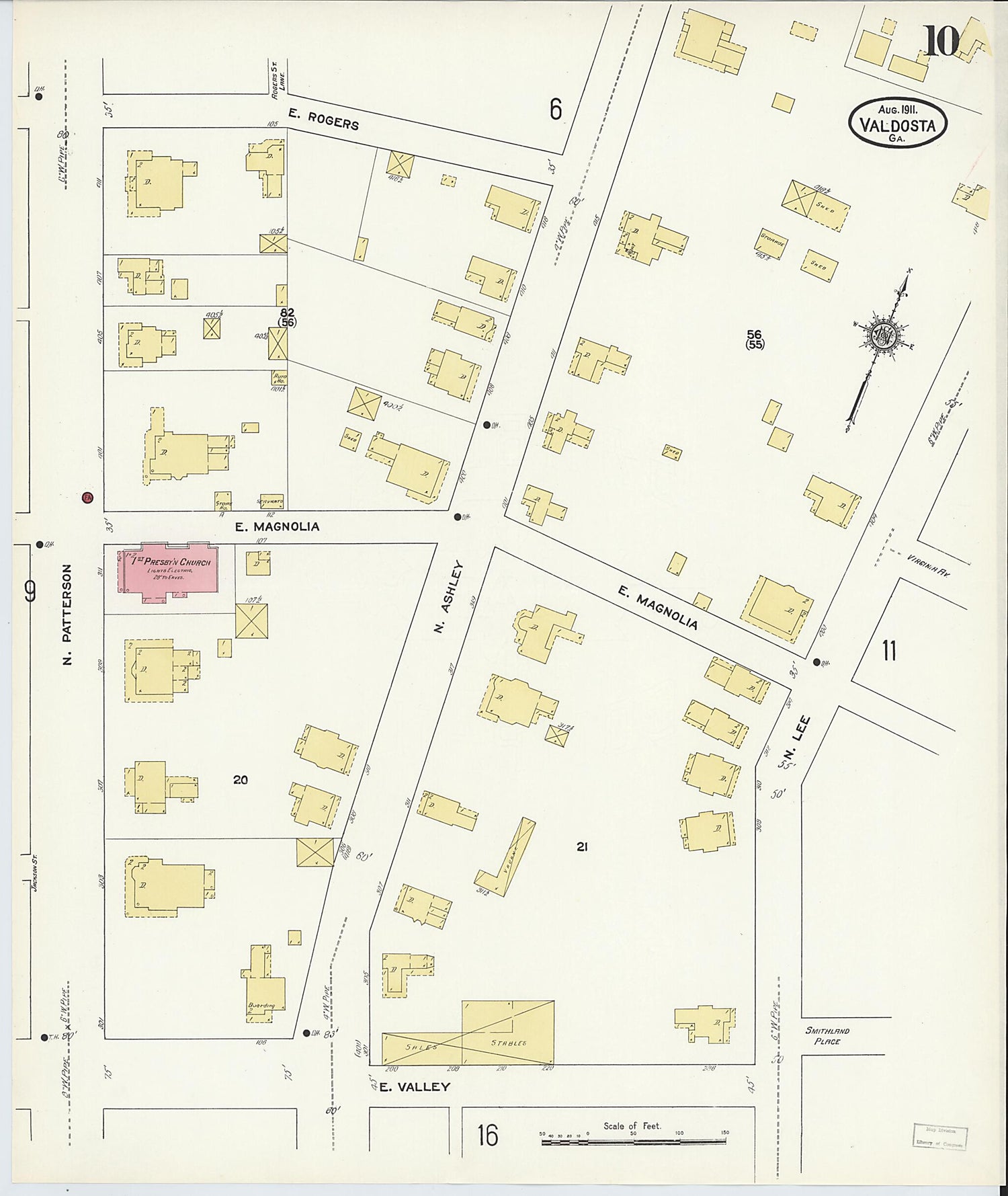 This old map of Valdosta, Lowndes County, Georgia was created by Sanborn Map Company in 1911