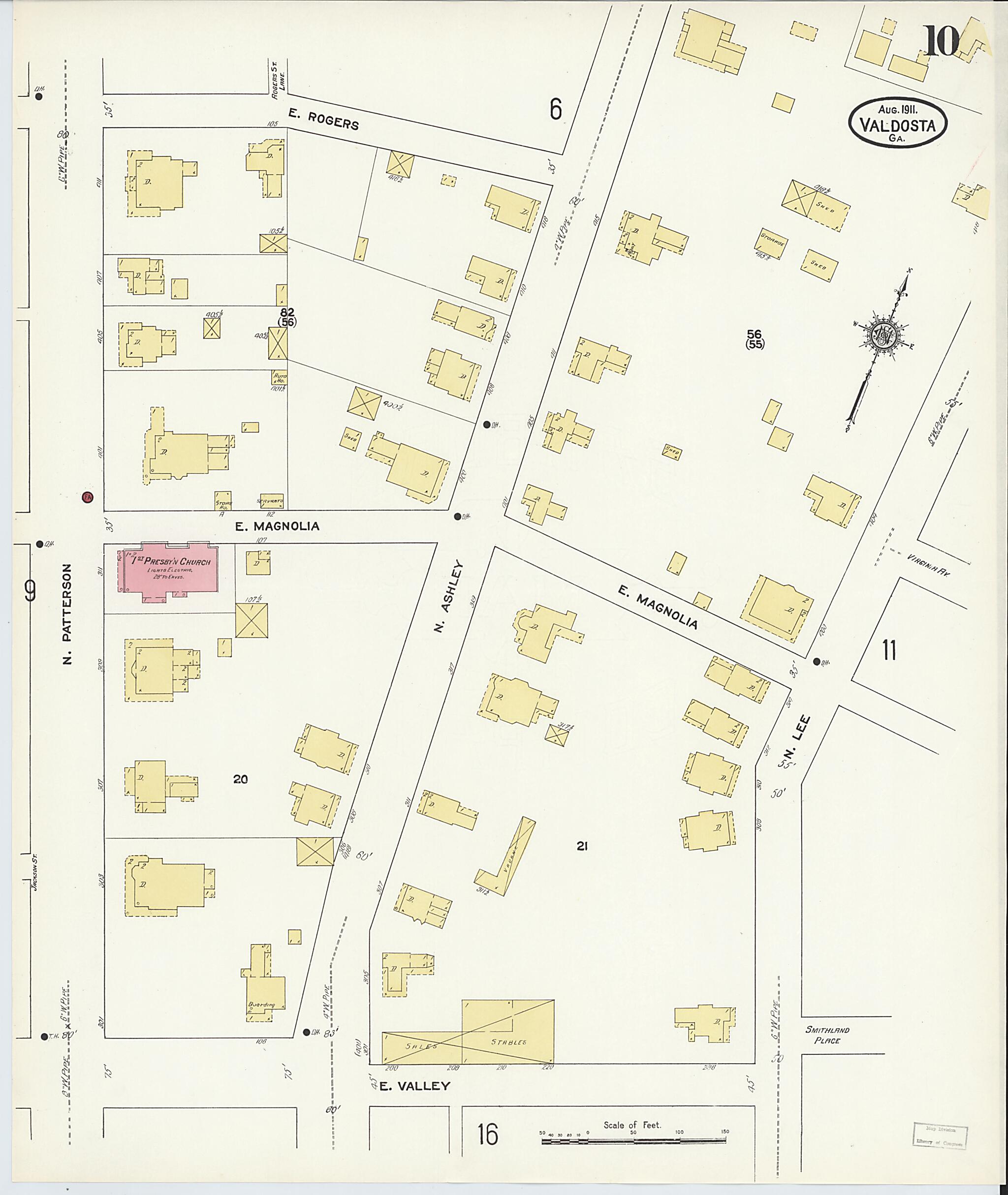 This old map of Valdosta, Lowndes County, Georgia was created by Sanborn Map Company in 1911