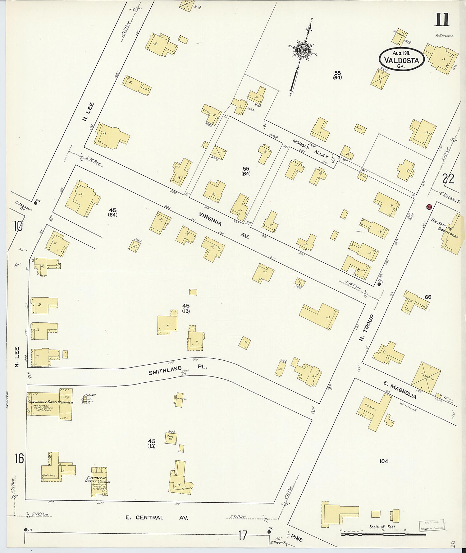 This old map of Valdosta, Lowndes County, Georgia was created by Sanborn Map Company in 1911