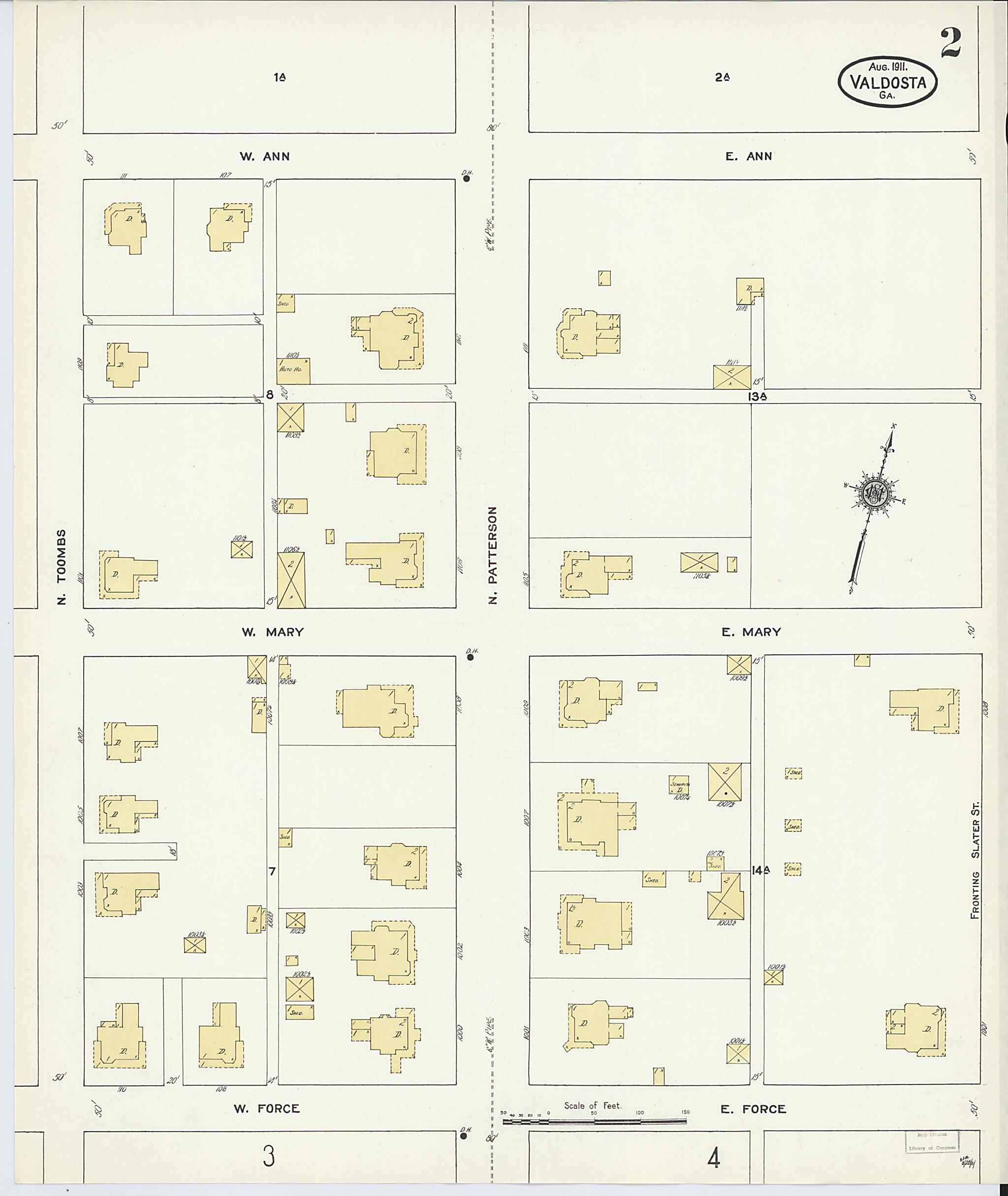 This old map of Valdosta, Lowndes County, Georgia was created by Sanborn Map Company in 1911