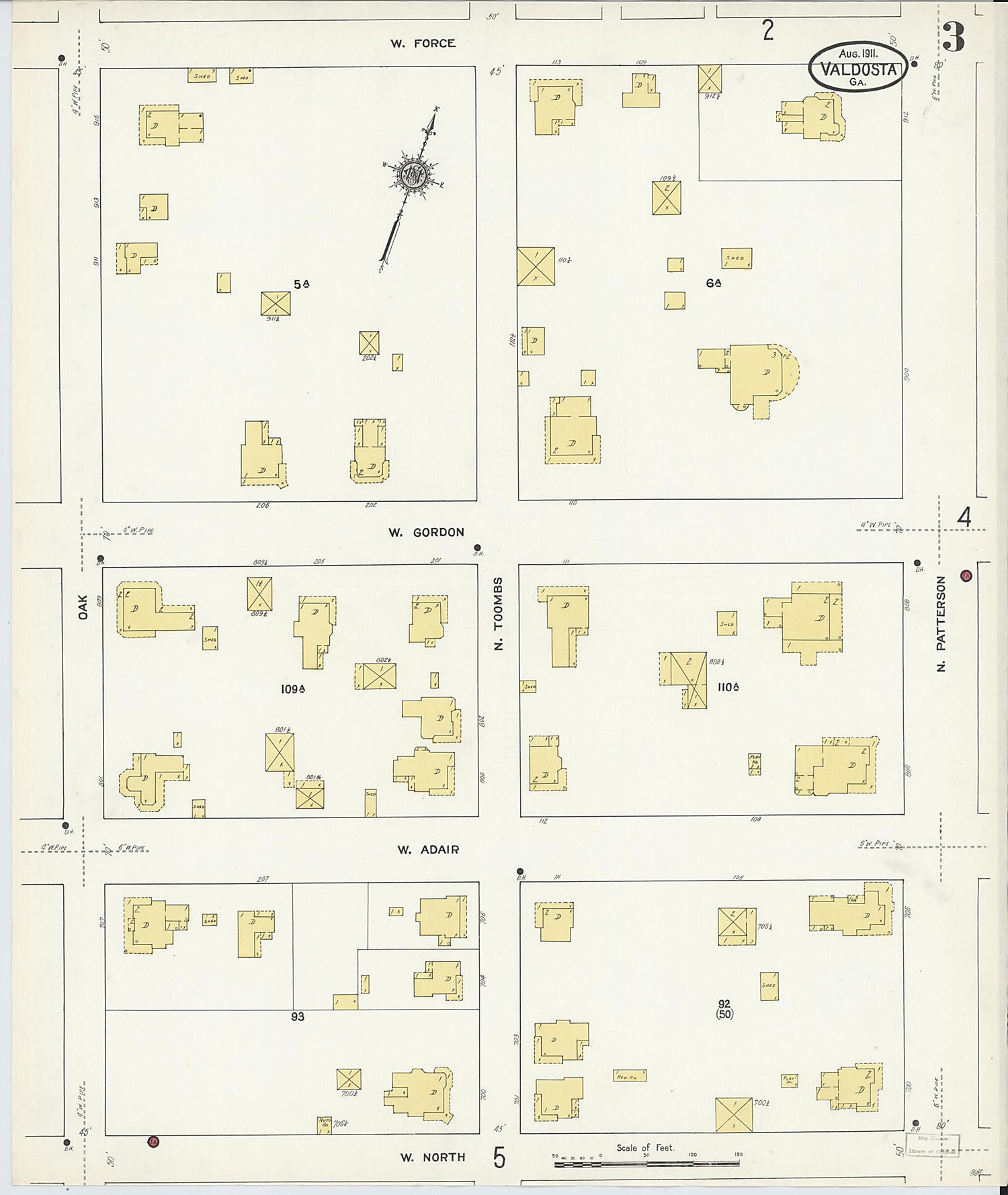 This old map of Valdosta, Lowndes County, Georgia was created by Sanborn Map Company in 1911