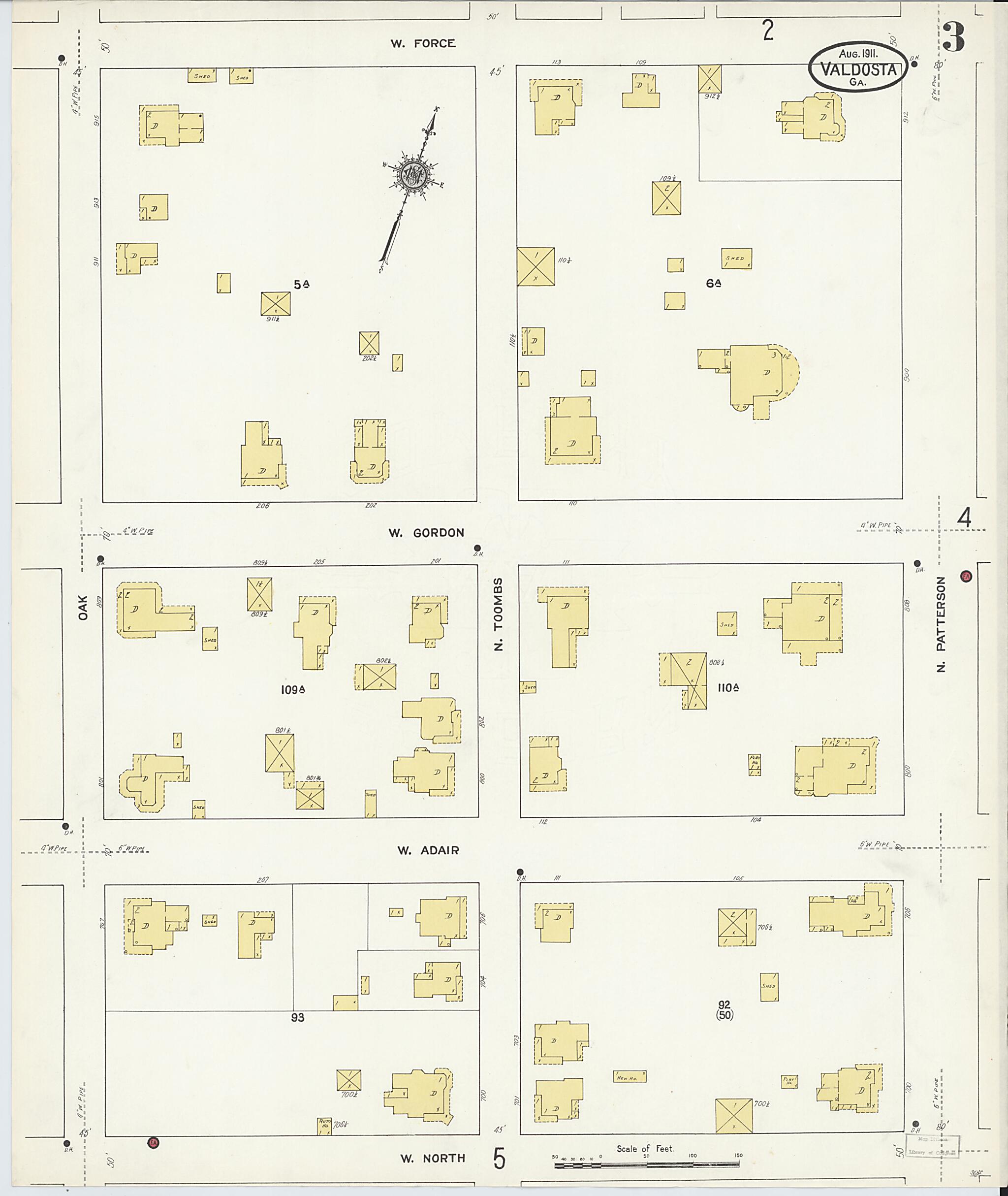 This old map of Valdosta, Lowndes County, Georgia was created by Sanborn Map Company in 1911