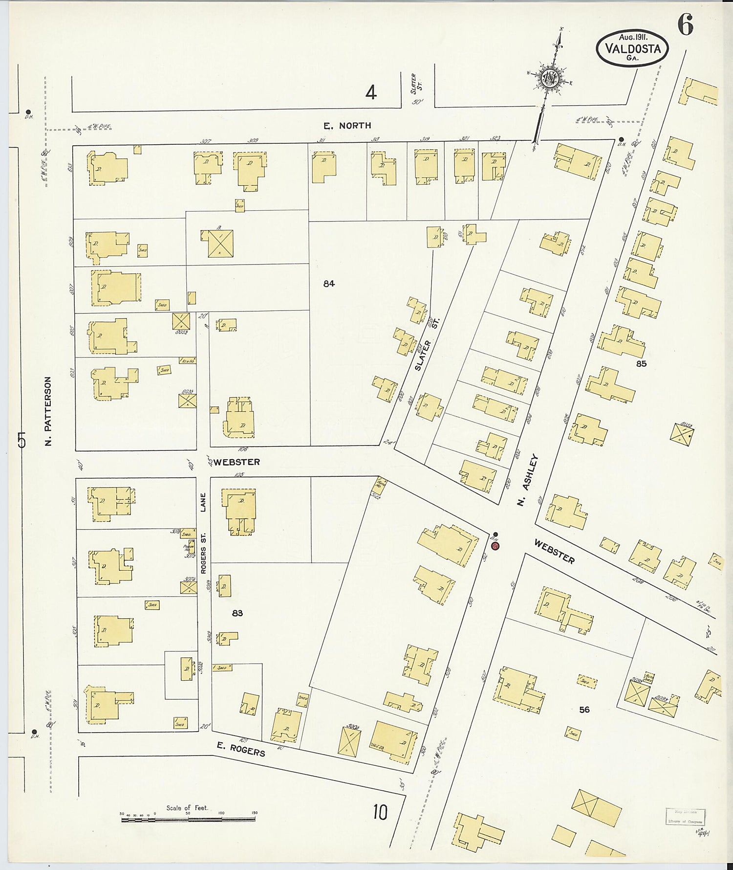 This old map of Valdosta, Lowndes County, Georgia was created by Sanborn Map Company in 1911