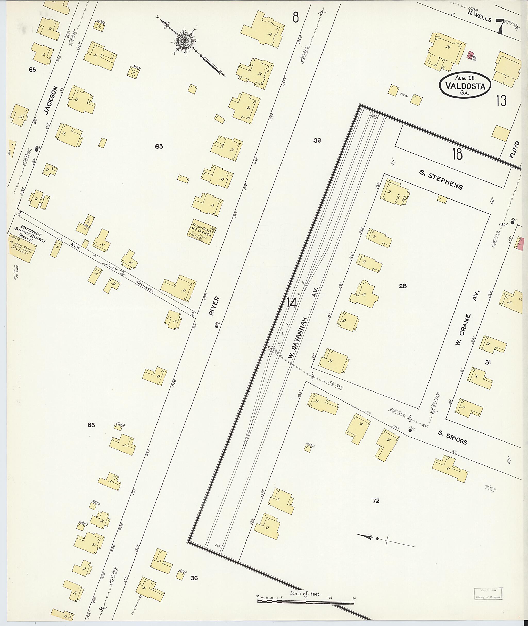 This old map of Valdosta, Lowndes County, Georgia was created by Sanborn Map Company in 1911