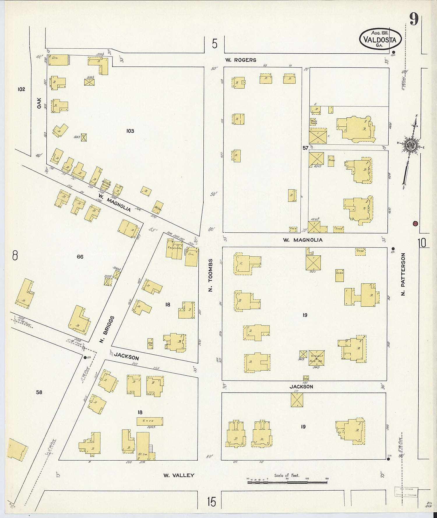 This old map of Valdosta, Lowndes County, Georgia was created by Sanborn Map Company in 1911