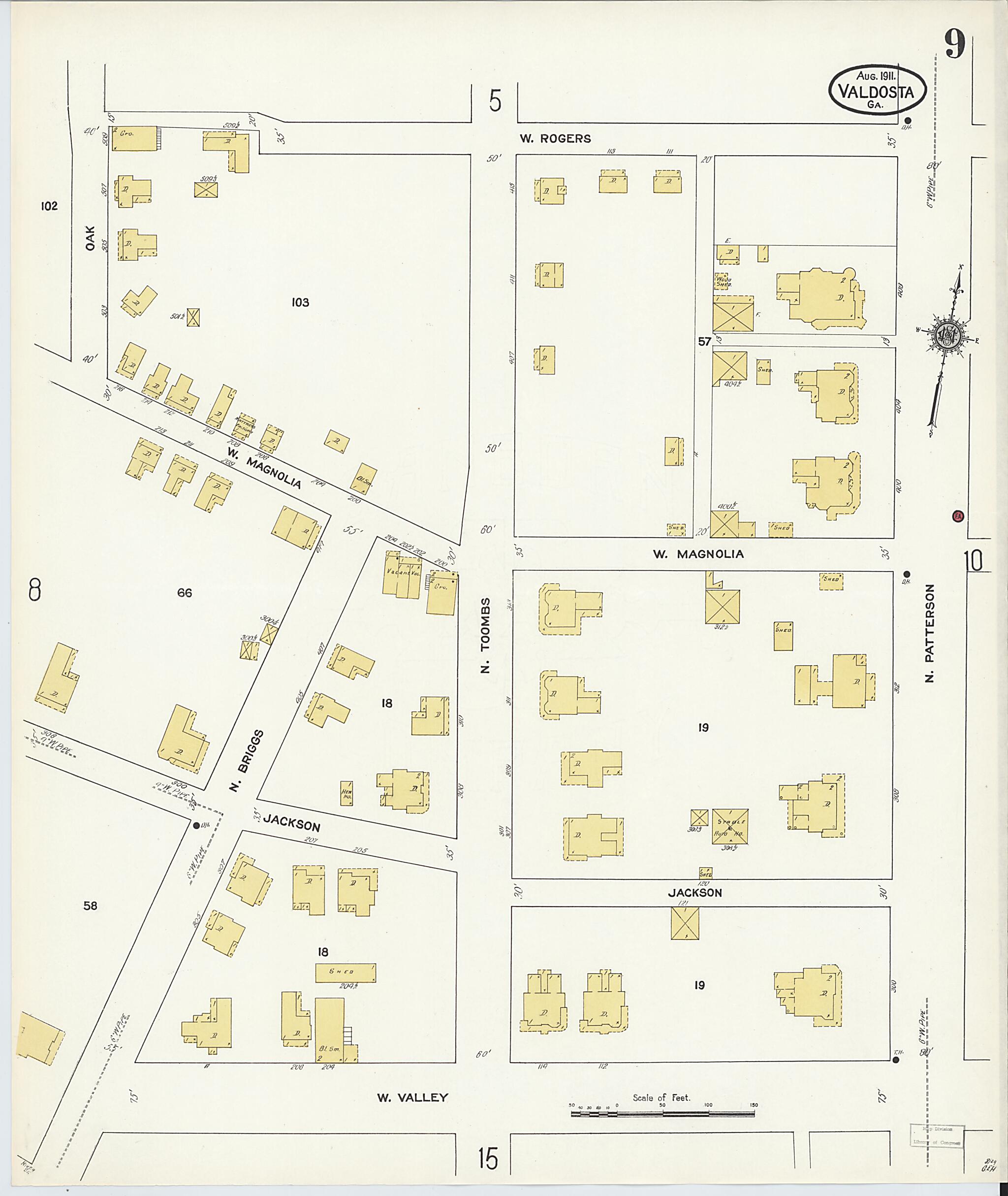 This old map of Valdosta, Lowndes County, Georgia was created by Sanborn Map Company in 1911