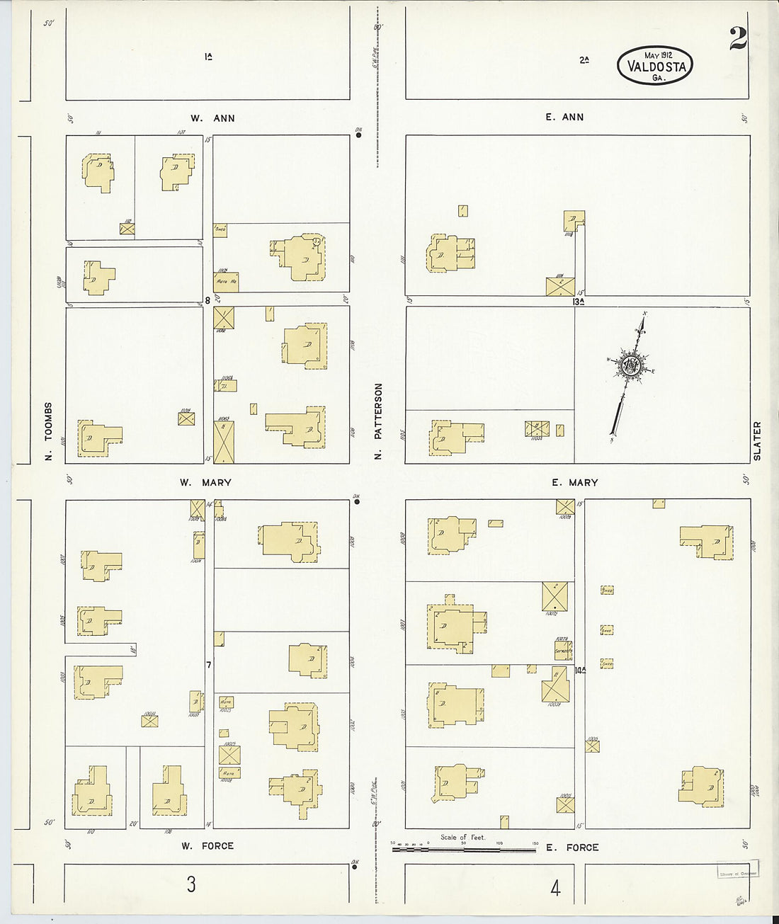 This old map of Valdosta, Lowndes County, Georgia was created by Sanborn Map Company in 1912