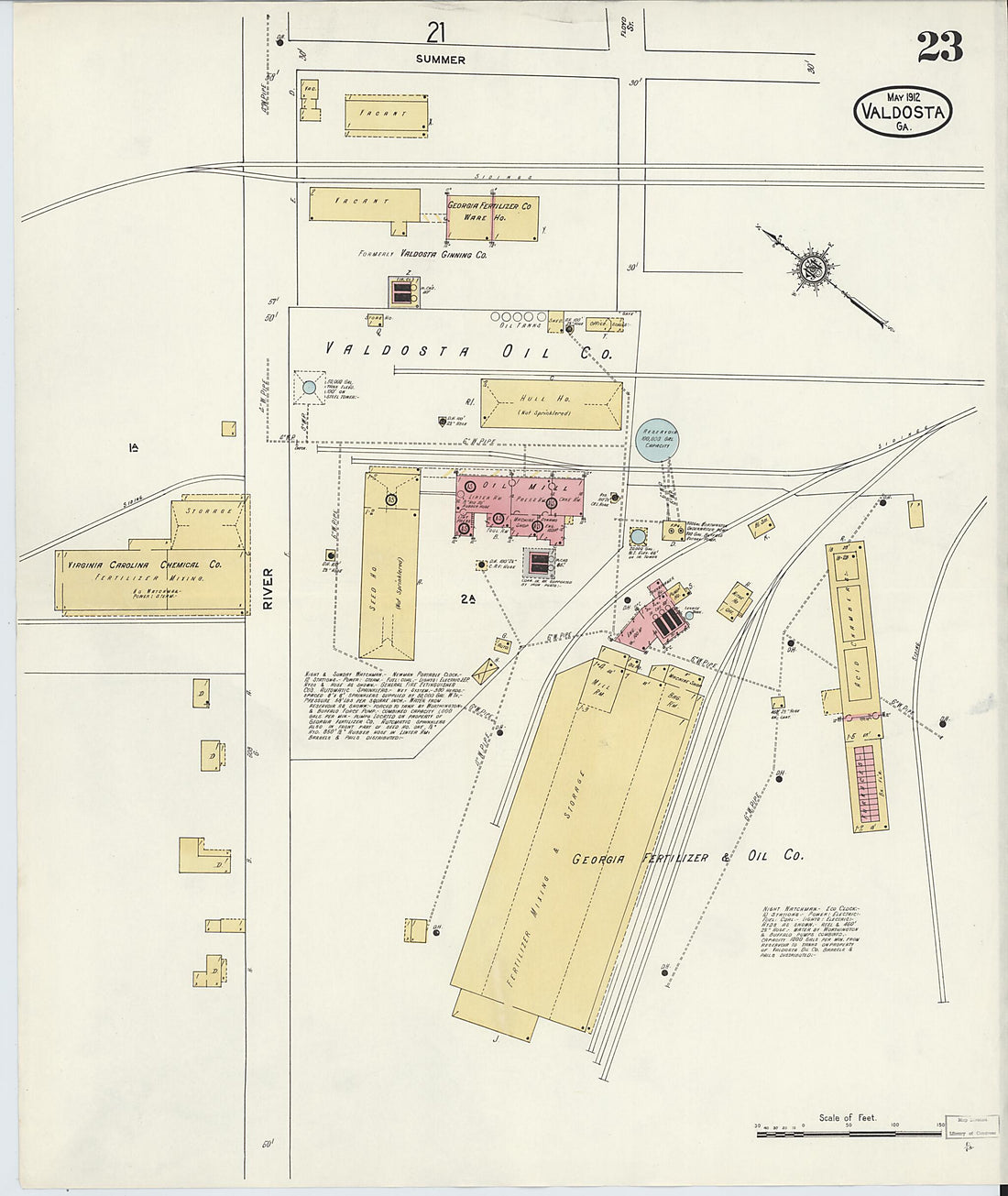 This old map of Valdosta, Lowndes County, Georgia was created by Sanborn Map Company in 1912