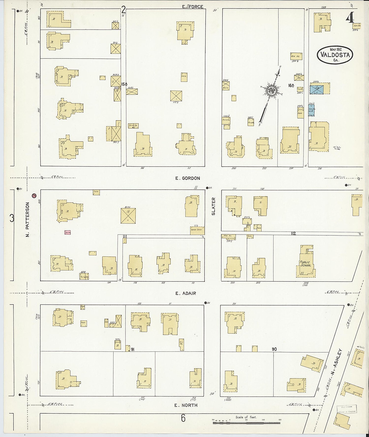 This old map of Valdosta, Lowndes County, Georgia was created by Sanborn Map Company in 1912