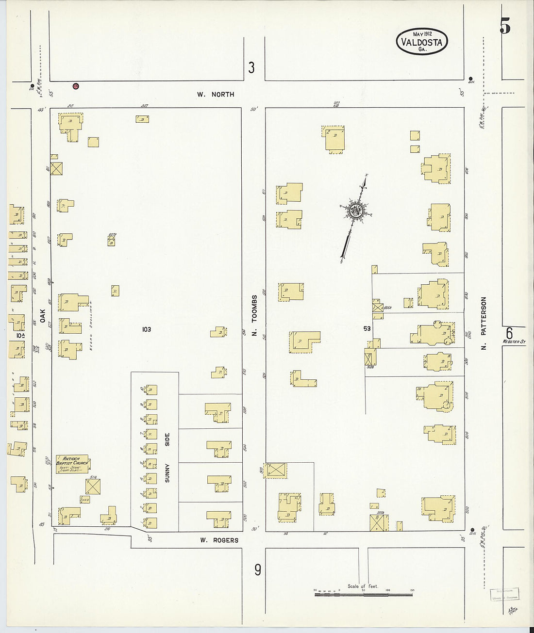 This old map of Valdosta, Lowndes County, Georgia was created by Sanborn Map Company in 1912