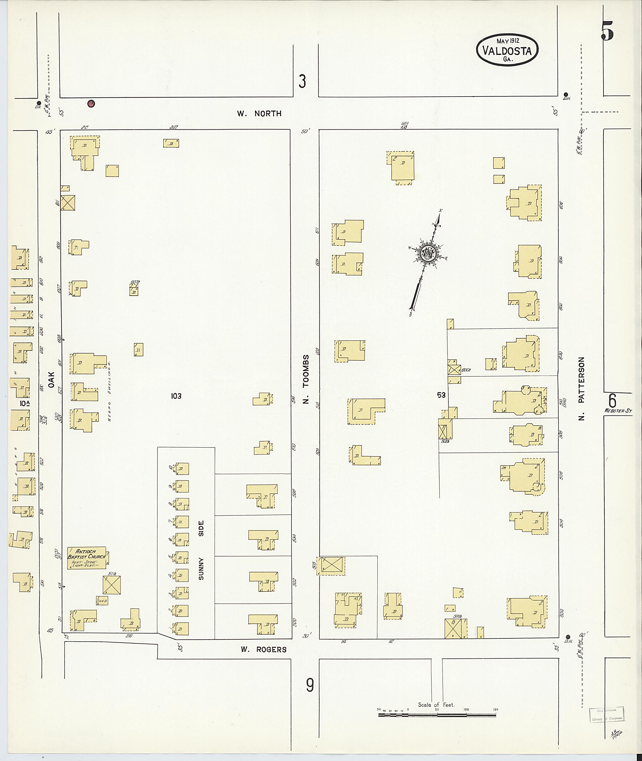 This old map of Valdosta, Lowndes County, Georgia was created by Sanborn Map Company in 1912