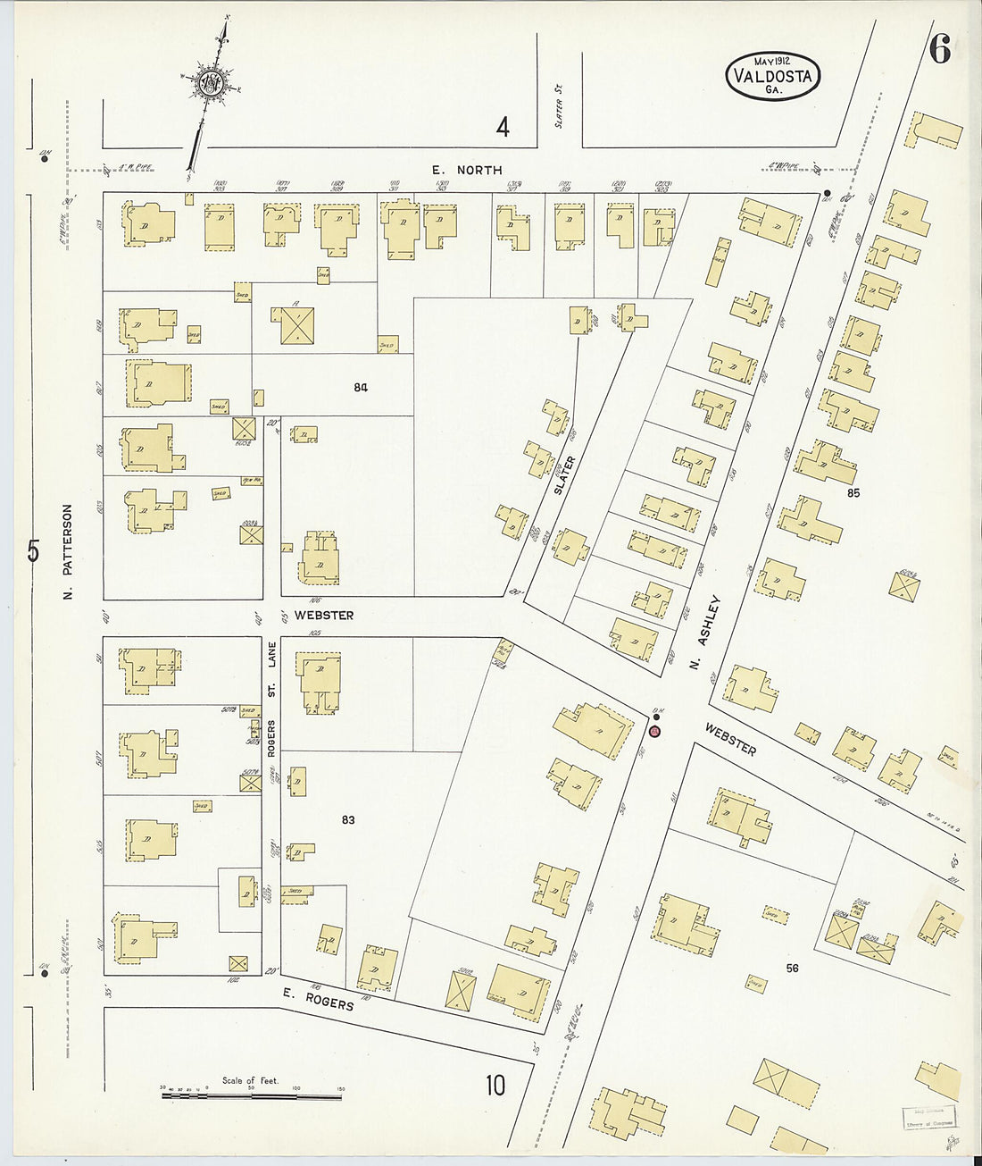 This old map of Valdosta, Lowndes County, Georgia was created by Sanborn Map Company in 1912