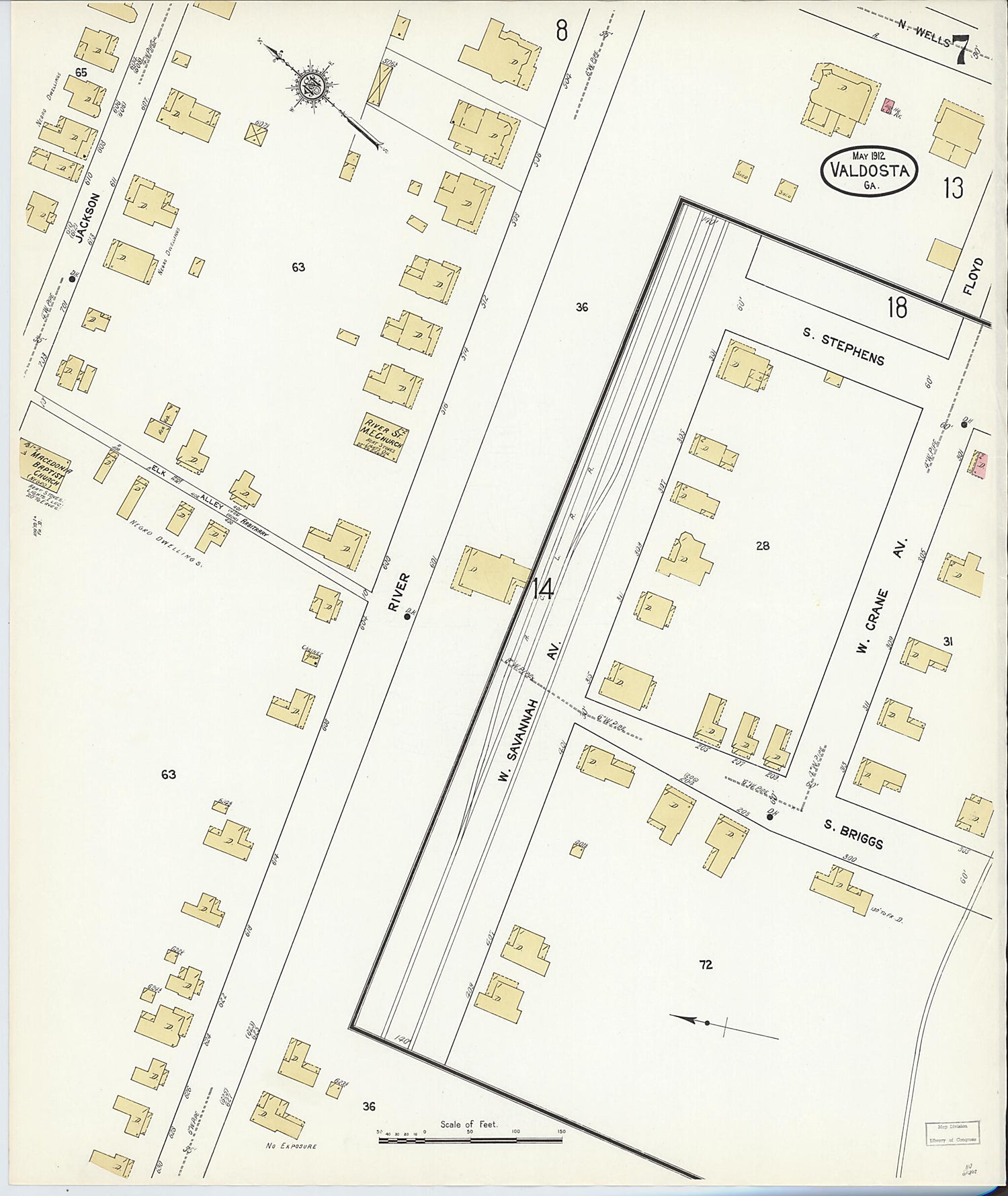 This old map of Valdosta, Lowndes County, Georgia was created by Sanborn Map Company in 1912