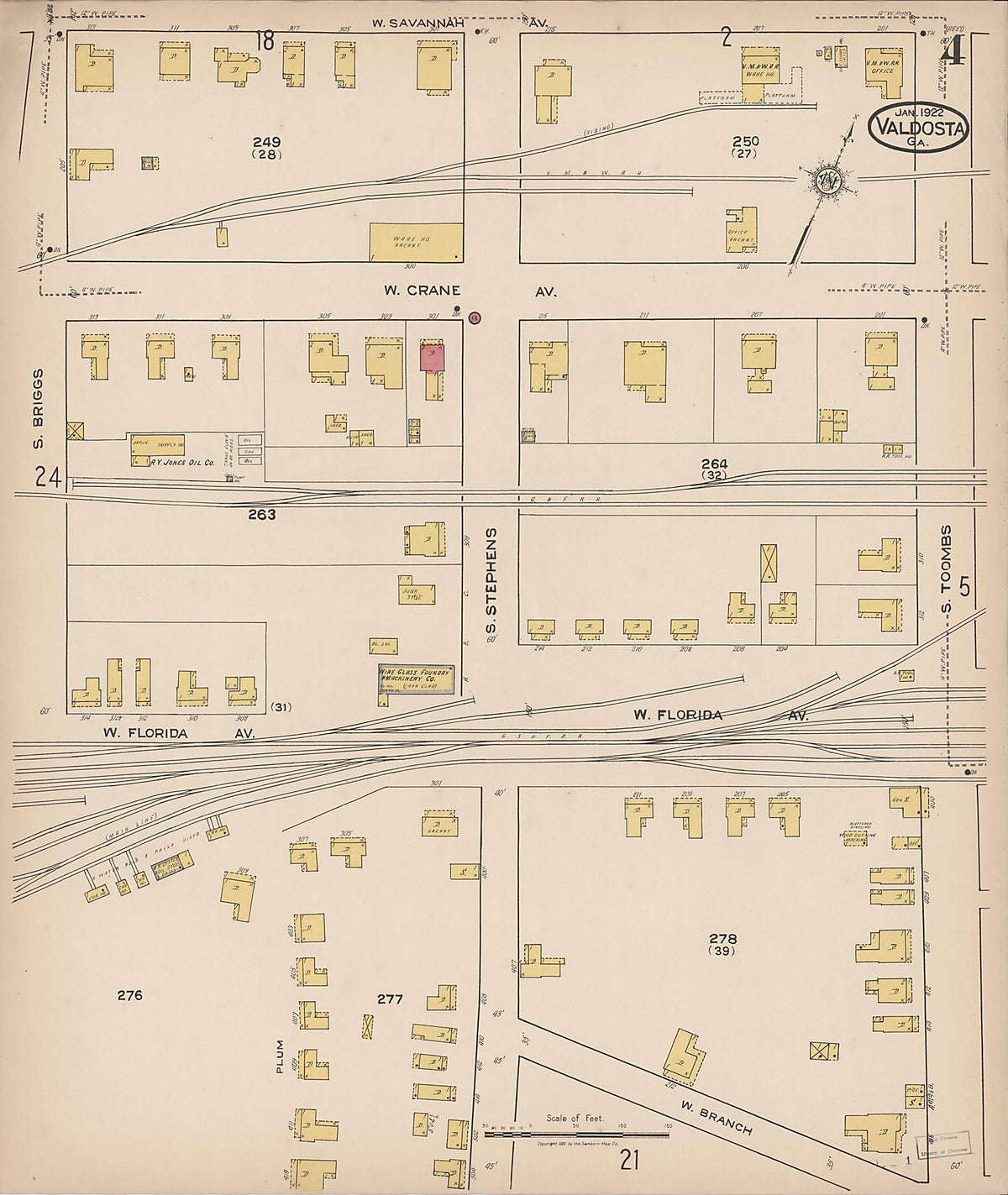 Valdosta, Lowndes County, Georgia 1922 (Sheet 4 of 26) by Relic Map Company