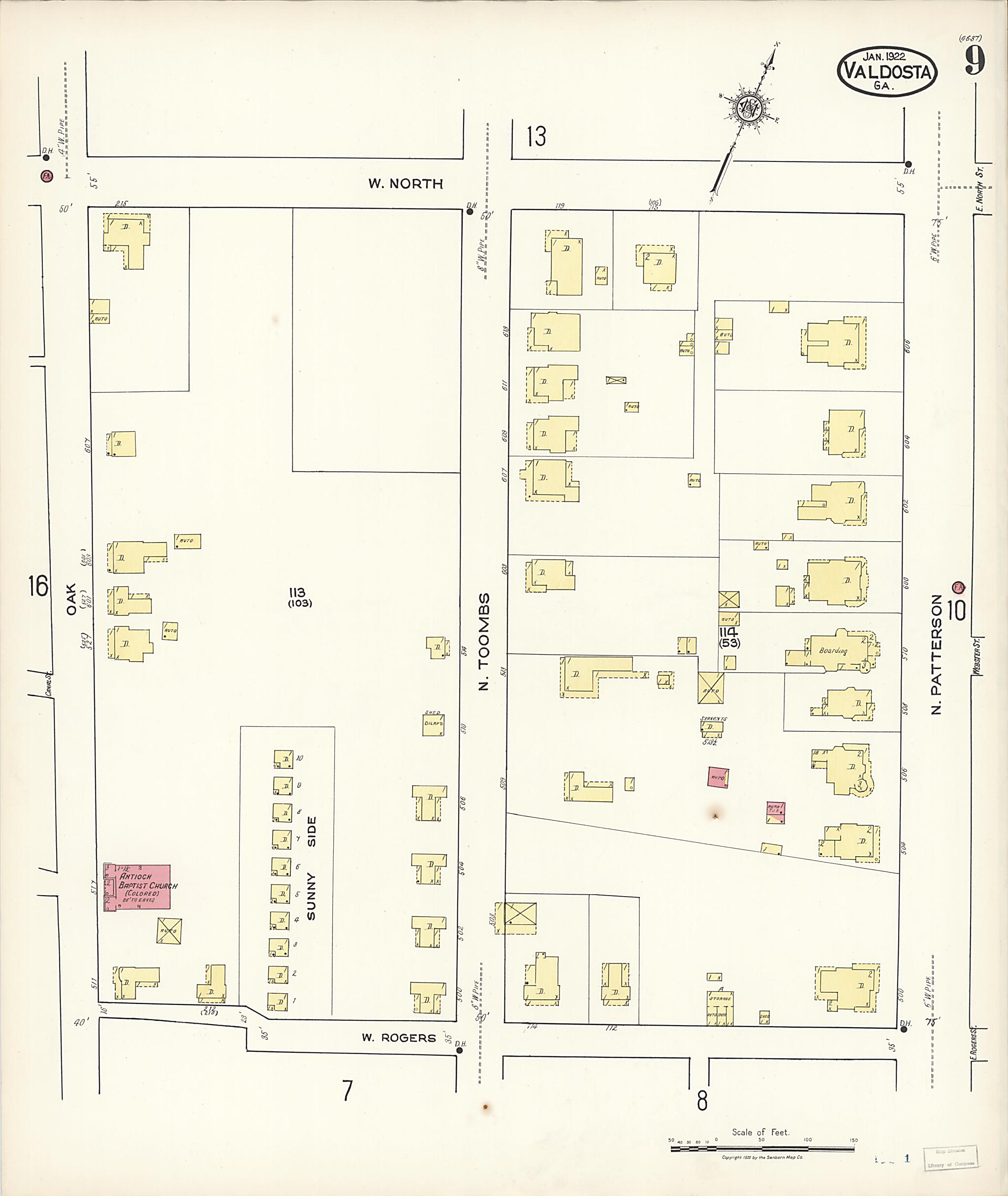 This old map of Valdosta, Lowndes County, Georgia was created by Sanborn Map Company in 1922