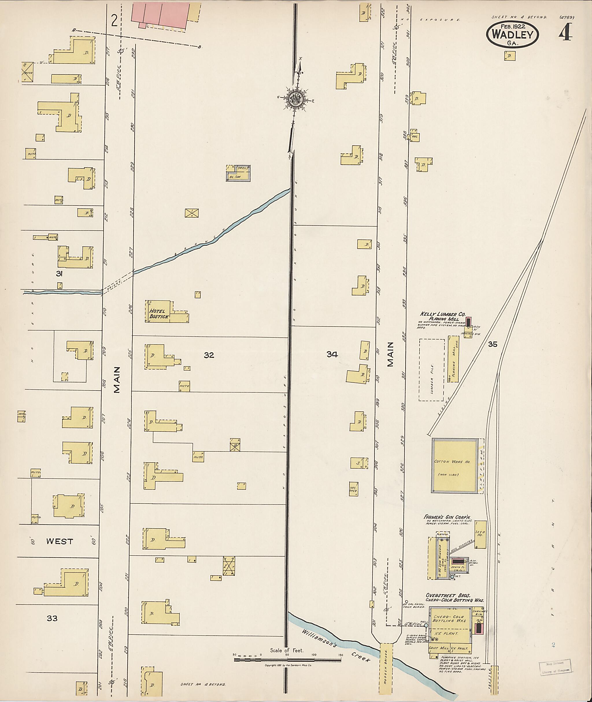 This old map of Wadley, Jefferson County, Georgia was created by Sanborn Map Company in 1922