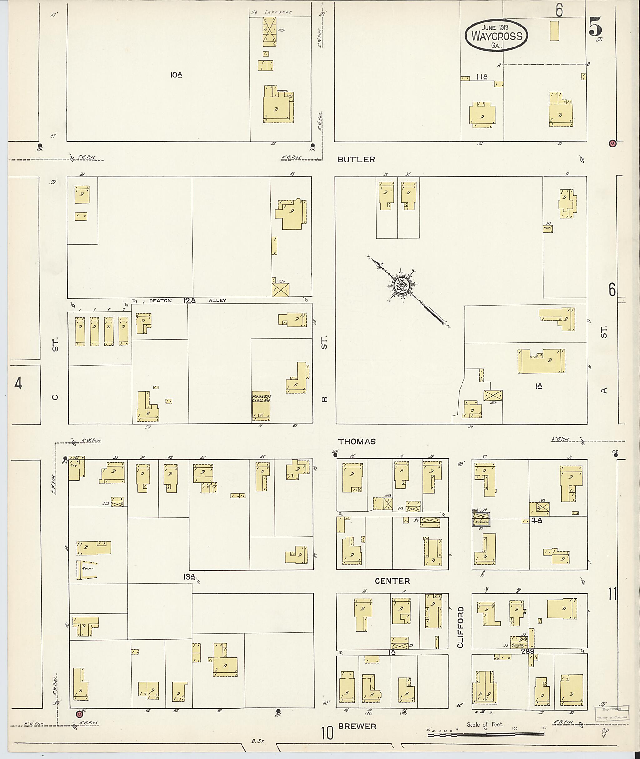 Waycross, Ware County, Georgia 1913 (Sheet 5) by Relic Map Company
