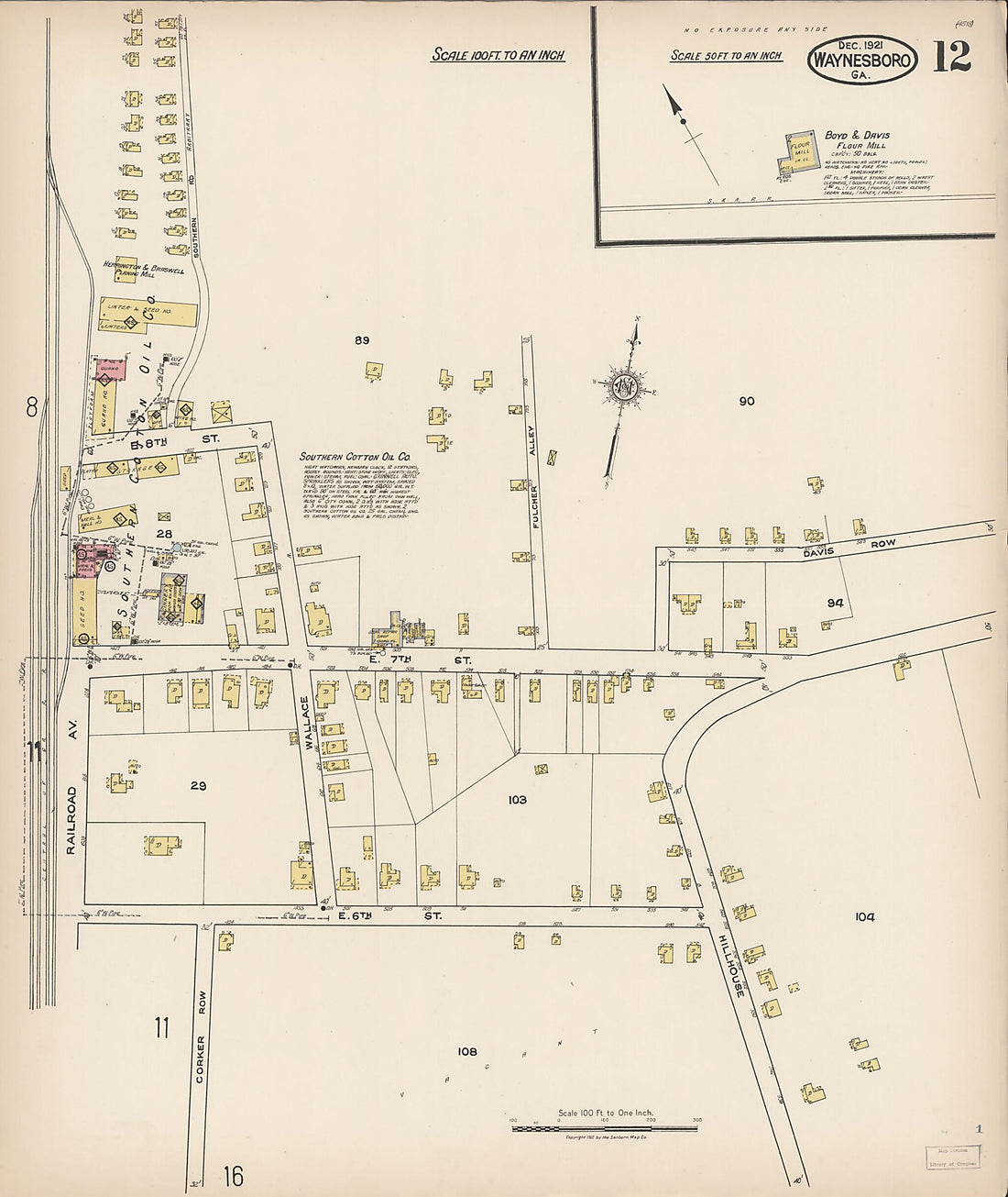 This old map of Waynesboro, Burke County, Georgia was created by Sanborn Map Company in 1921
