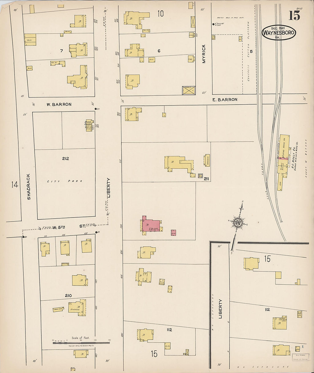 This old map of Waynesboro, Burke County, Georgia was created by Sanborn Map Company in 1921