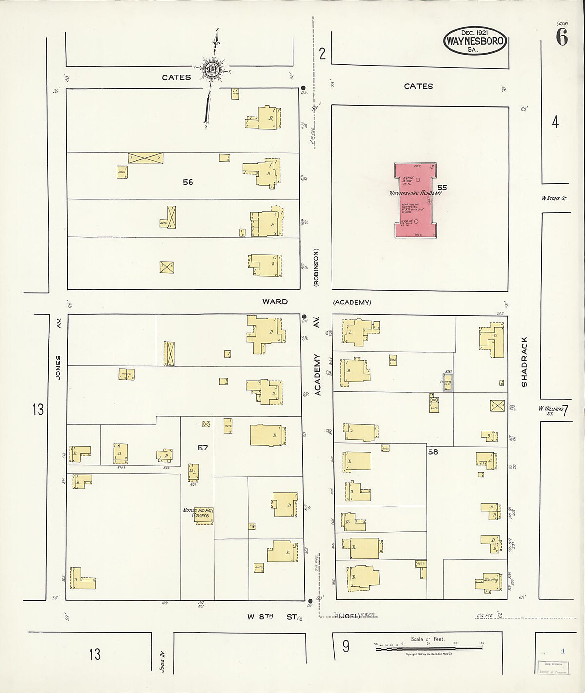 Waynesboro, Burke County, Georgia 1921 (Sheet 6) by Relic Map Company
