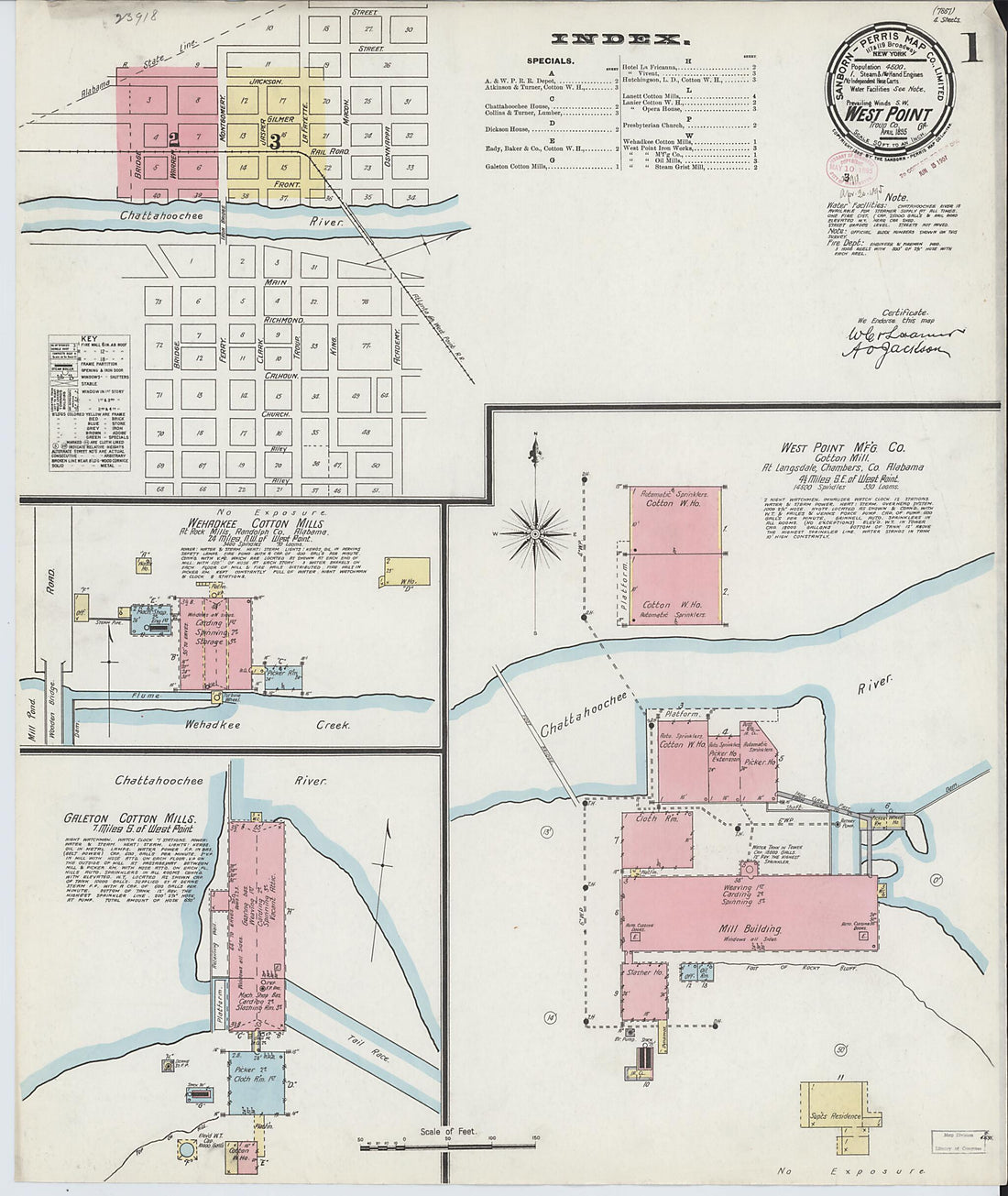 This old map of West Point, Troup County, Georgia was created by Sanborn Map Company in 1895