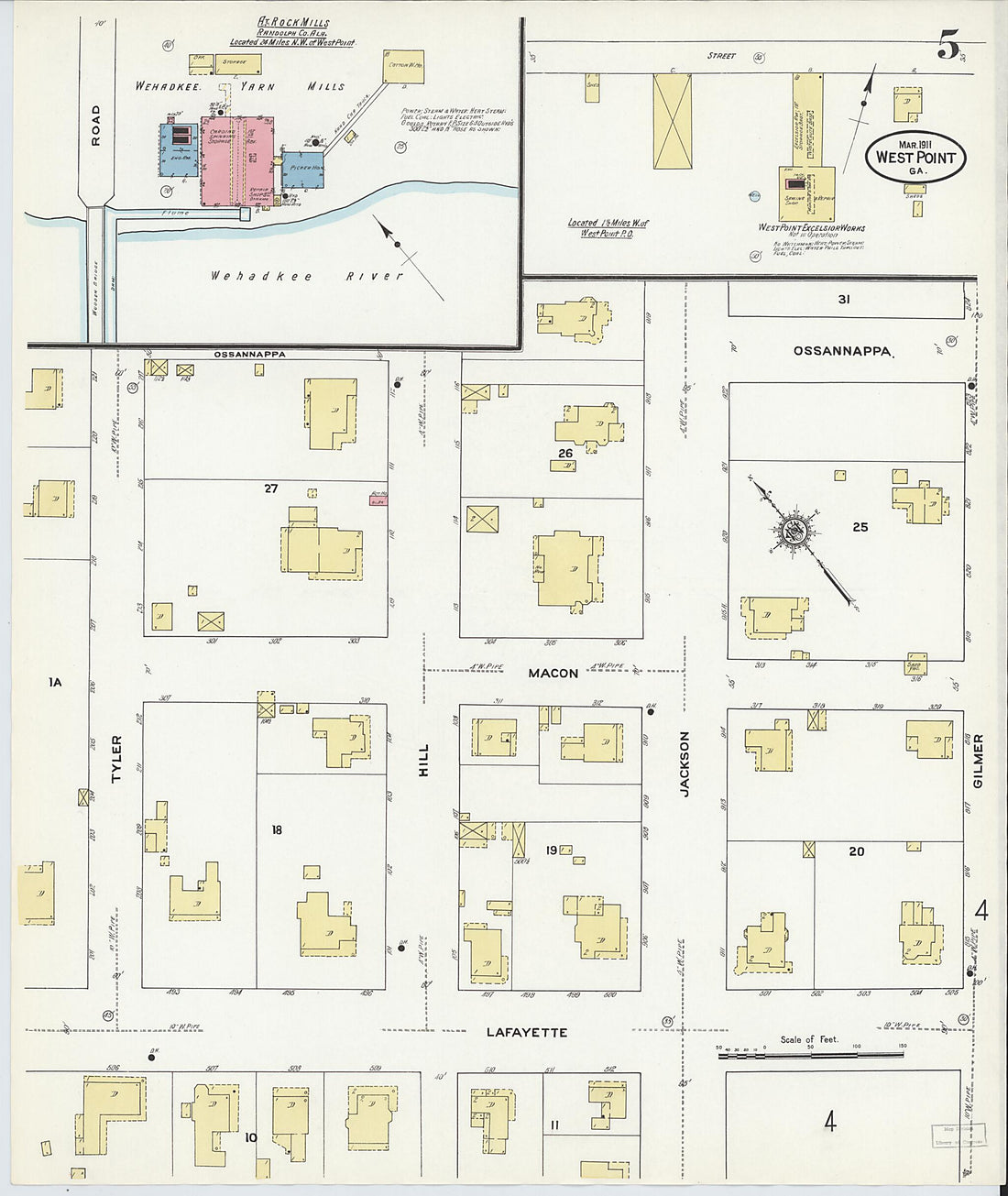 This old map of West Point, Troup County, Georgia was created by Sanborn Map Company in 1911