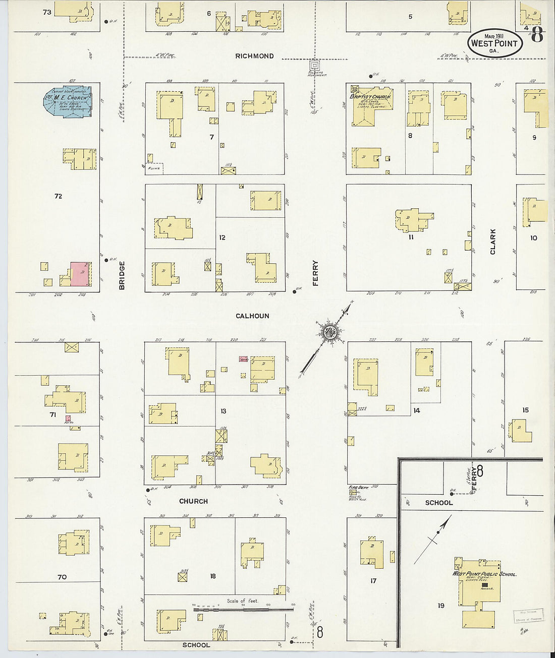 This old map of West Point, Troup County, Georgia was created by Sanborn Map Company in 1911