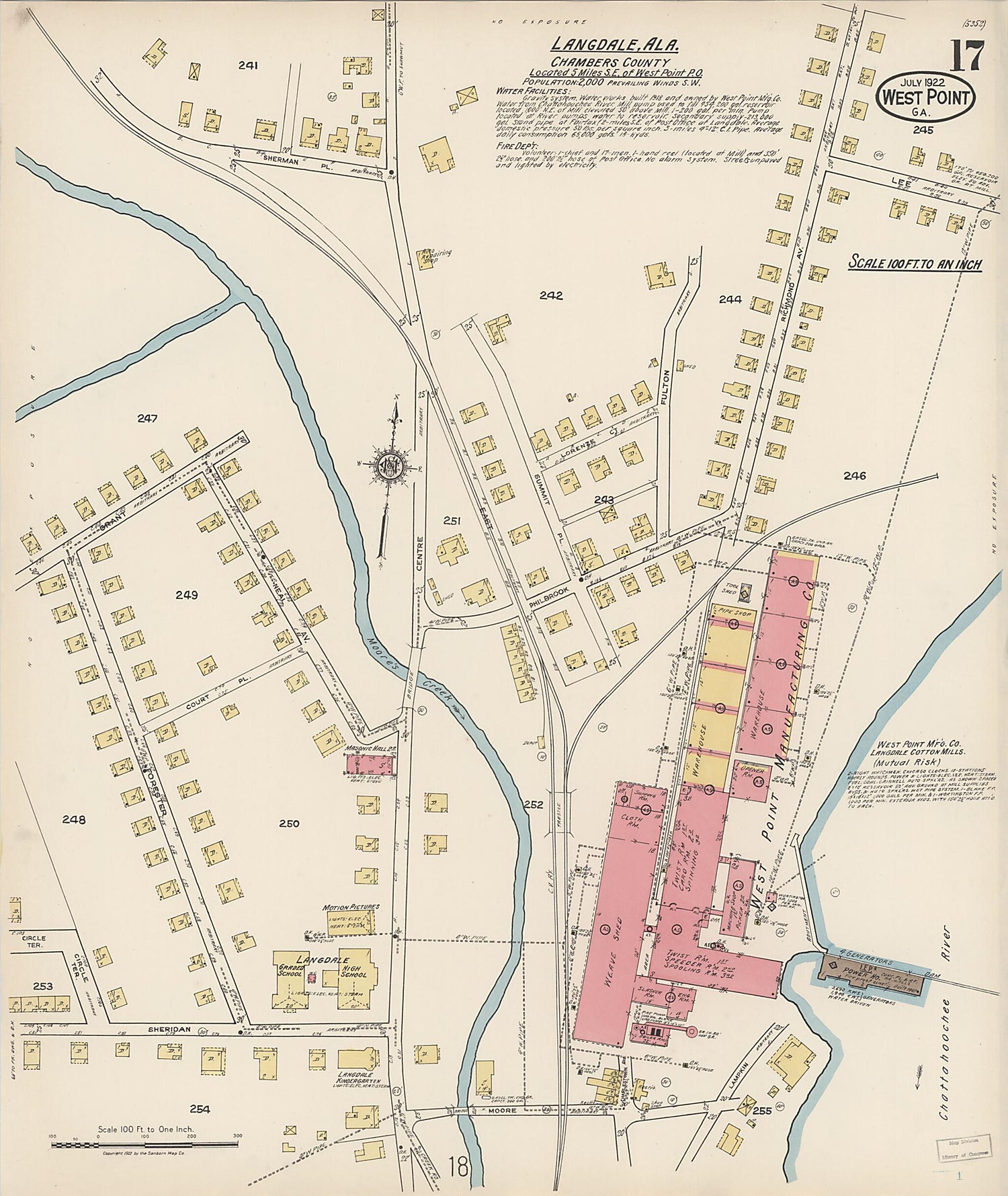 This old map of West Point, Troup County, Georgia was created by Sanborn Map Company in 1922