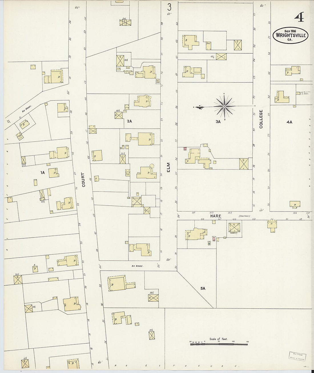 This old map of Wrightsville, Johnson County, Georgia was created by Sanborn Map Company in 1906